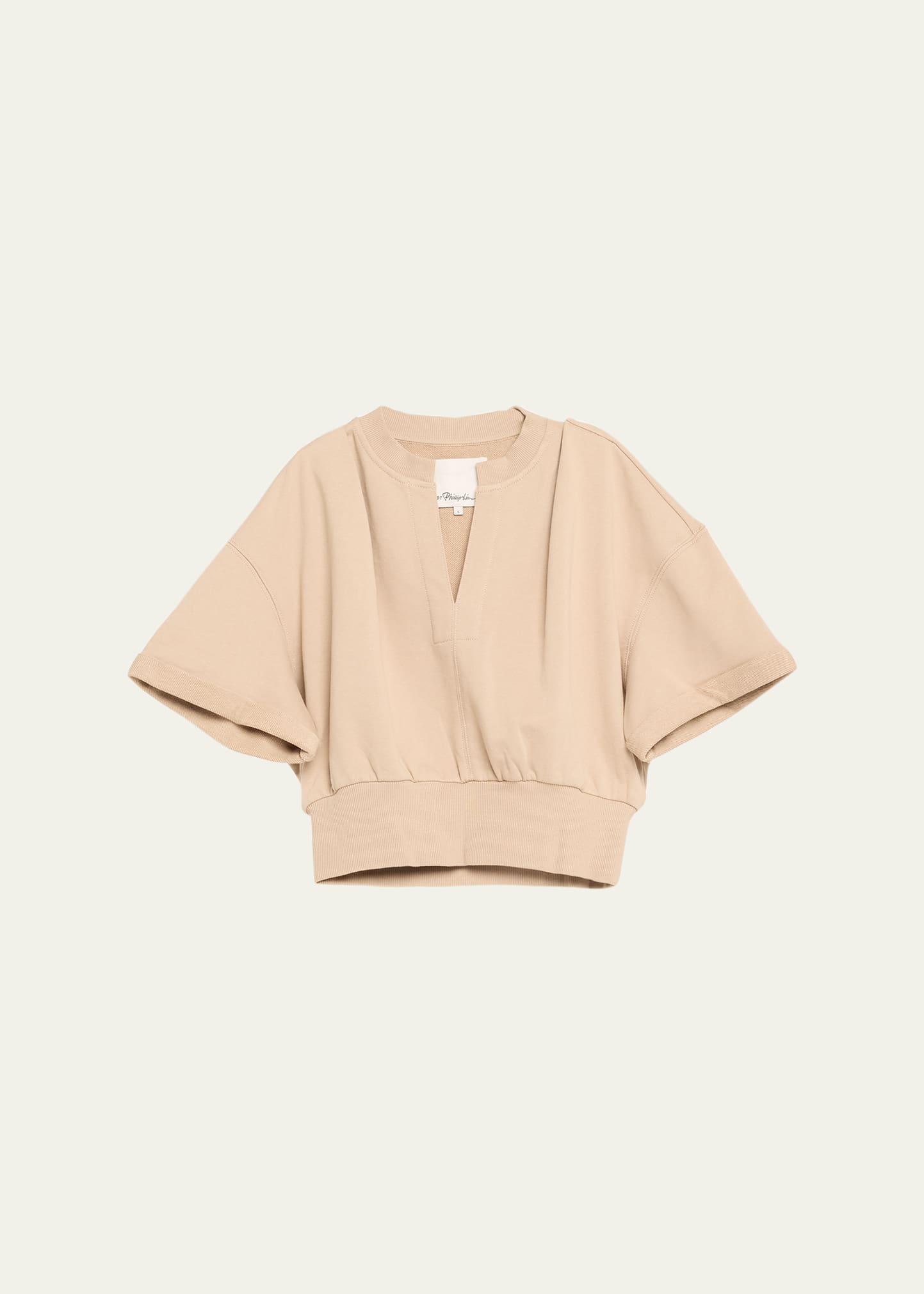 3.1 Phillip Lim Short Sleeve Cropped Sweatshirt In Concrete
