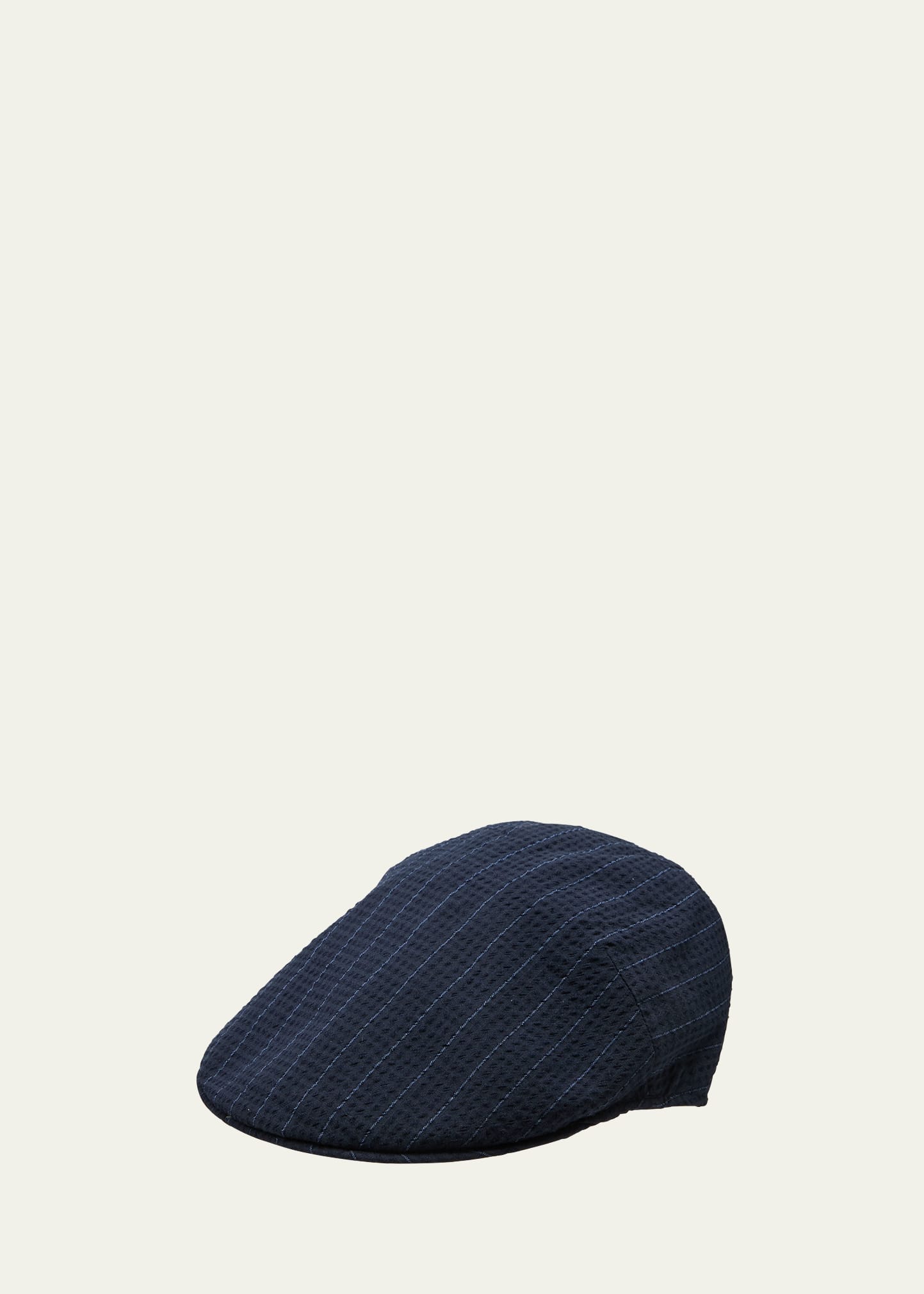 Shop Borsalino Men's Seersucker Stripe Flat Cap In Blue