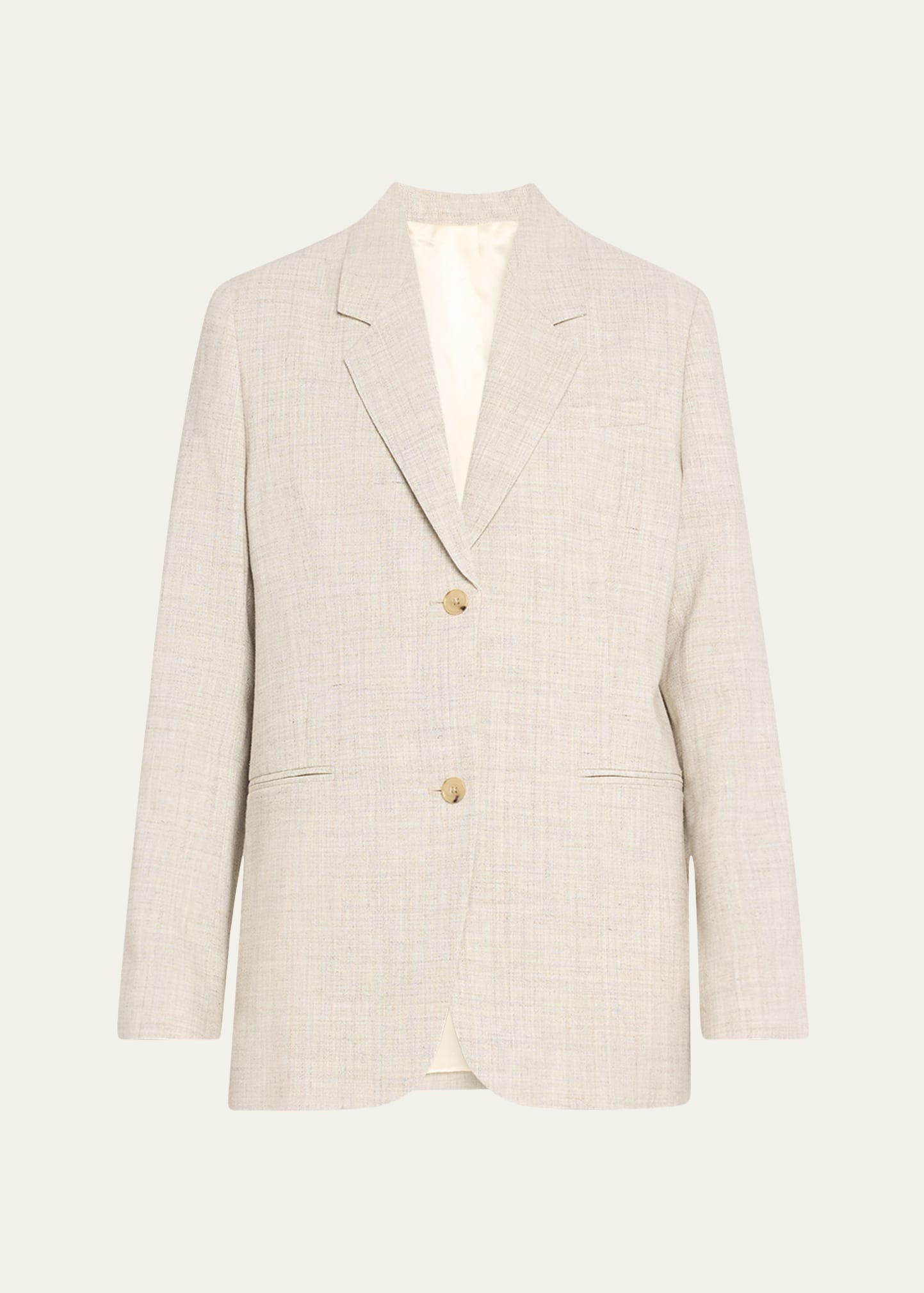 Shop Totême Summer Tailored Linen Suit Jacket In Open Beige