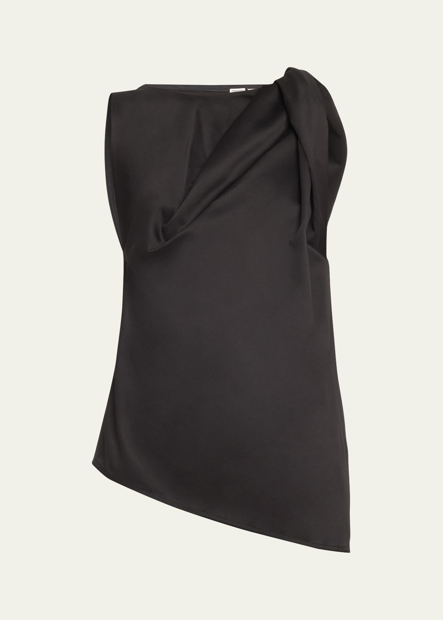 Shop Totême Shoulder-twist Asymmetric Satin Top In Black