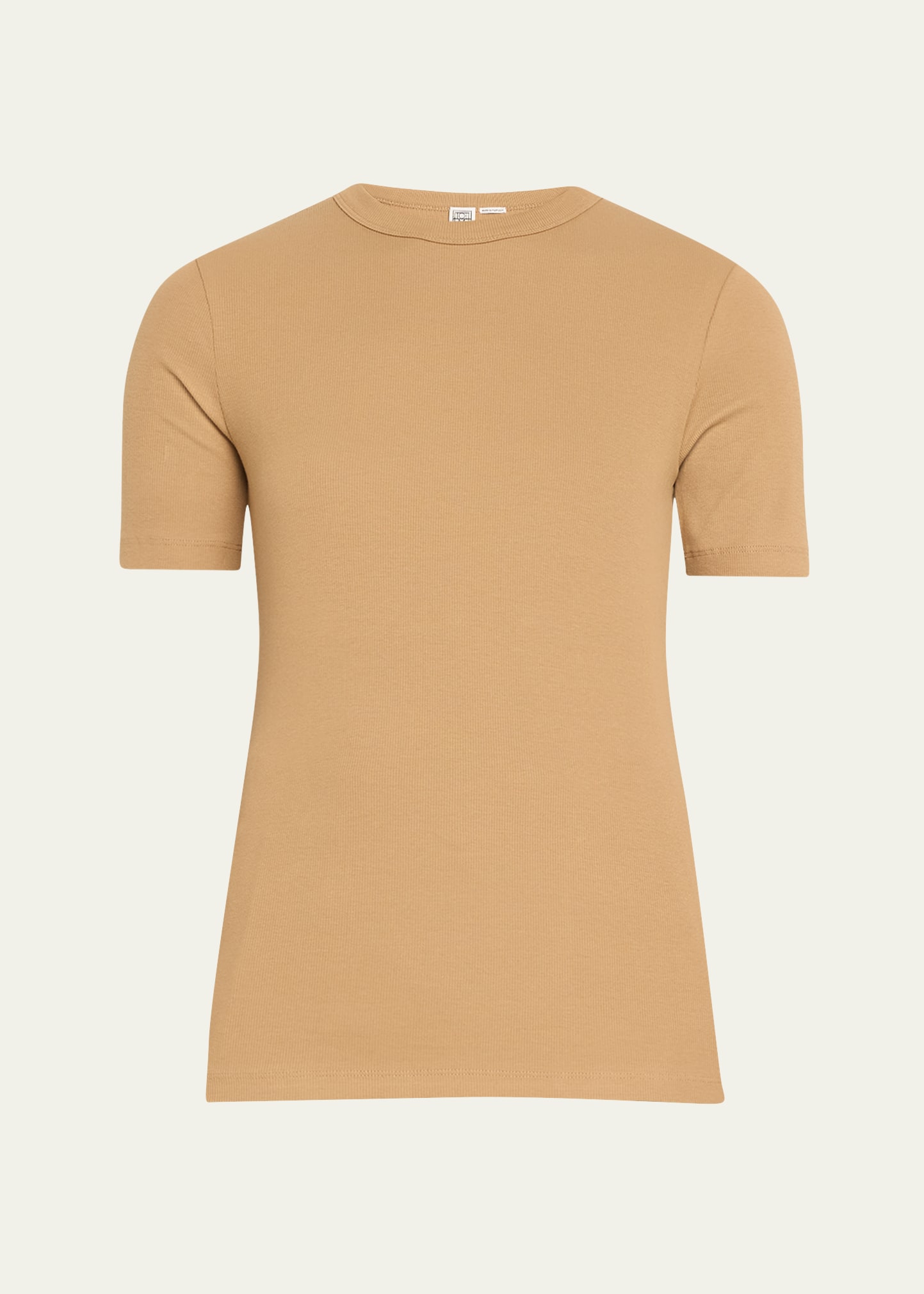 Shop Totême Classic Slim Rib Tee In Dark Beige