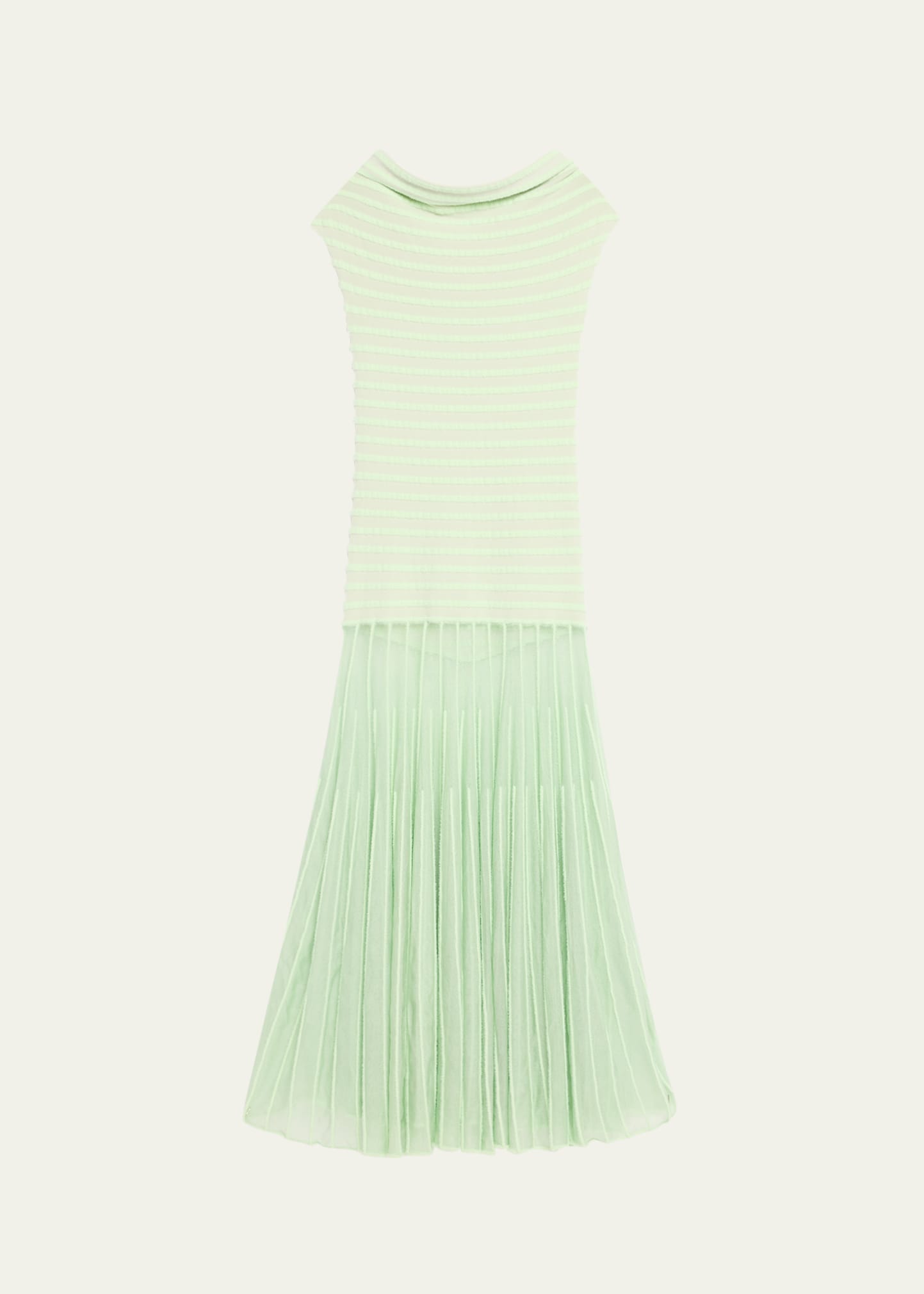 Shop Alexis Marce Off-the-shoulder Pleated Knit Maxi Dress In Mint