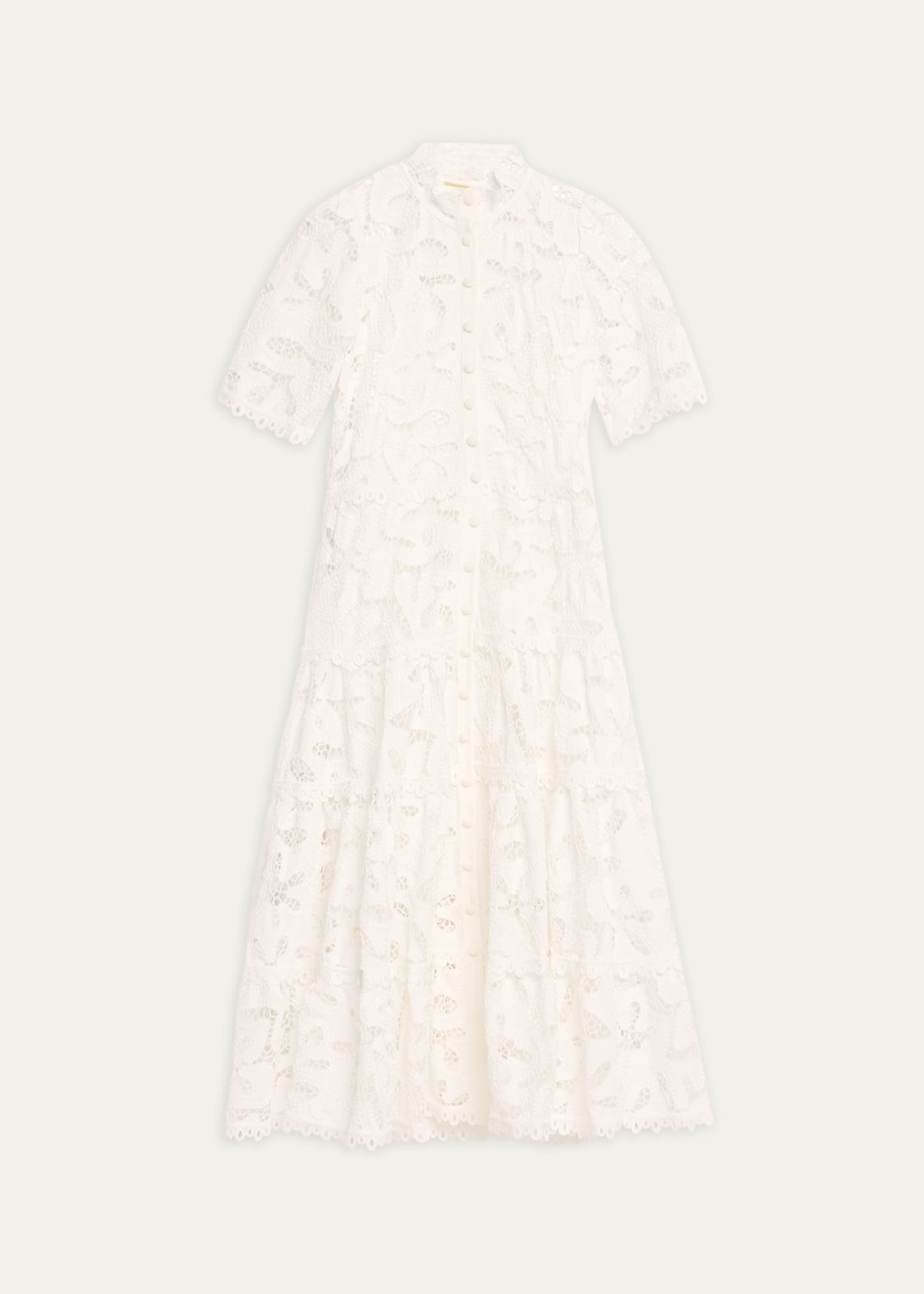 Shop Alexis Ledina Cutwork Embroidered Floral Lace Midi Dress In White