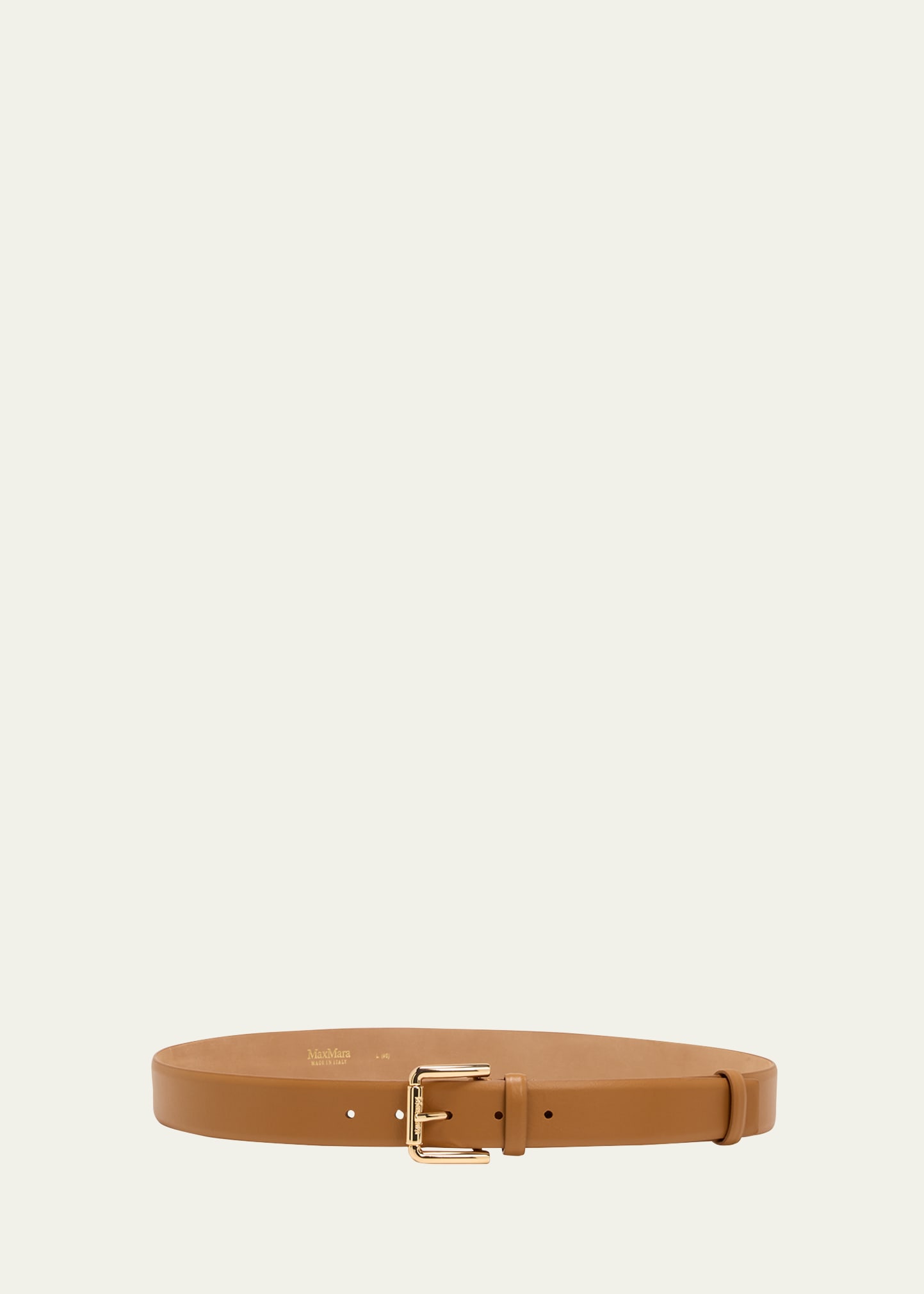 Shop Max Mara Classic Smooth Leather Belt In 003 Tobacco