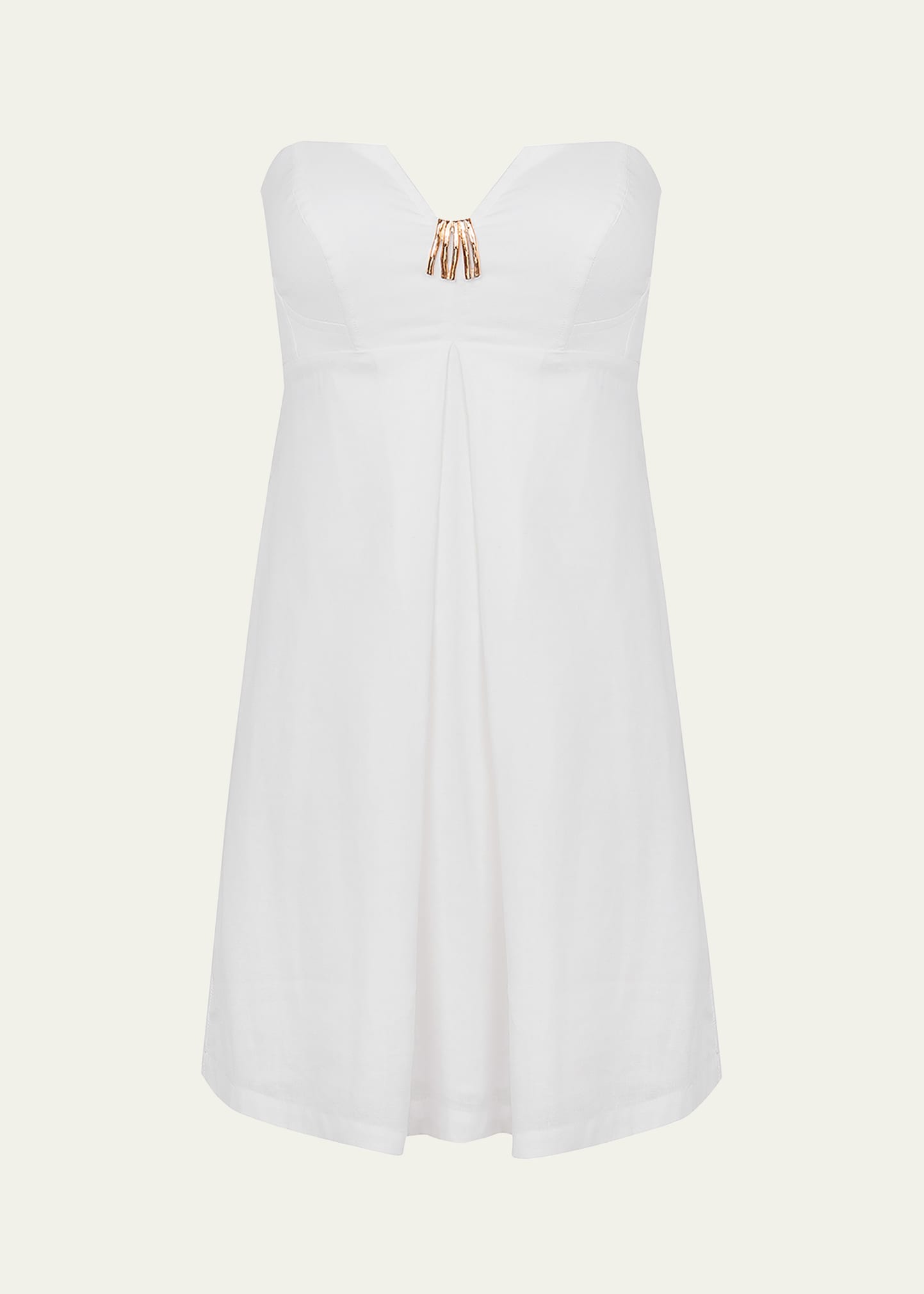 Vix Solid Lucile Detail Strapless Mini Dress In Off White