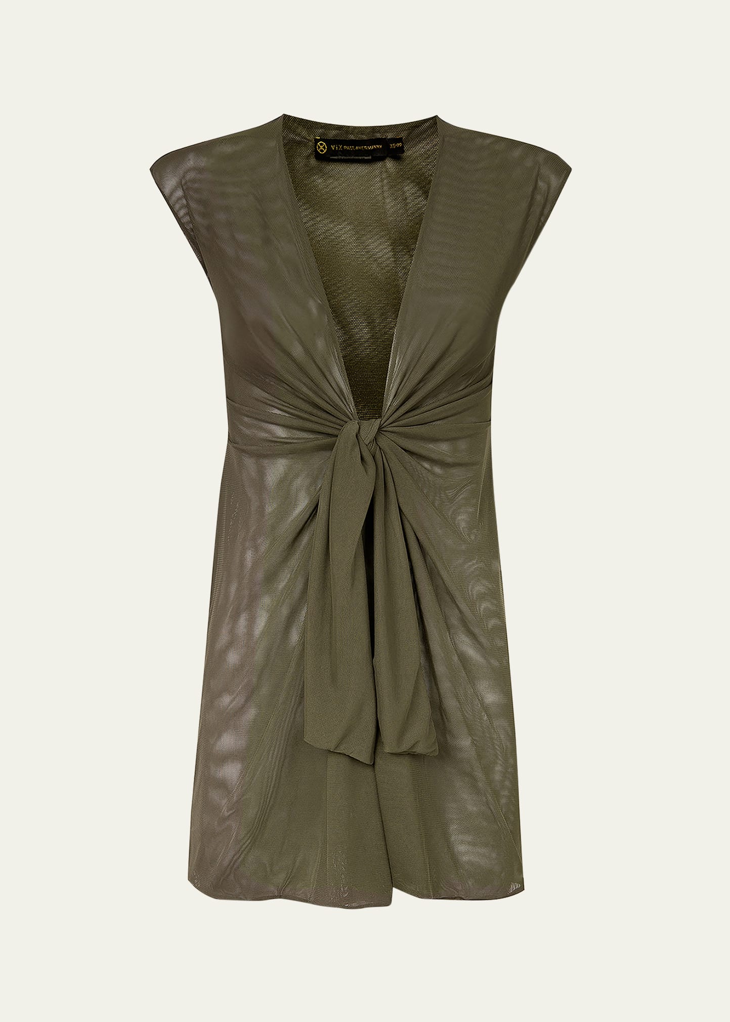 Shop Vix Solid Sasha Mesh Mini Dress Coverup In Evergreen