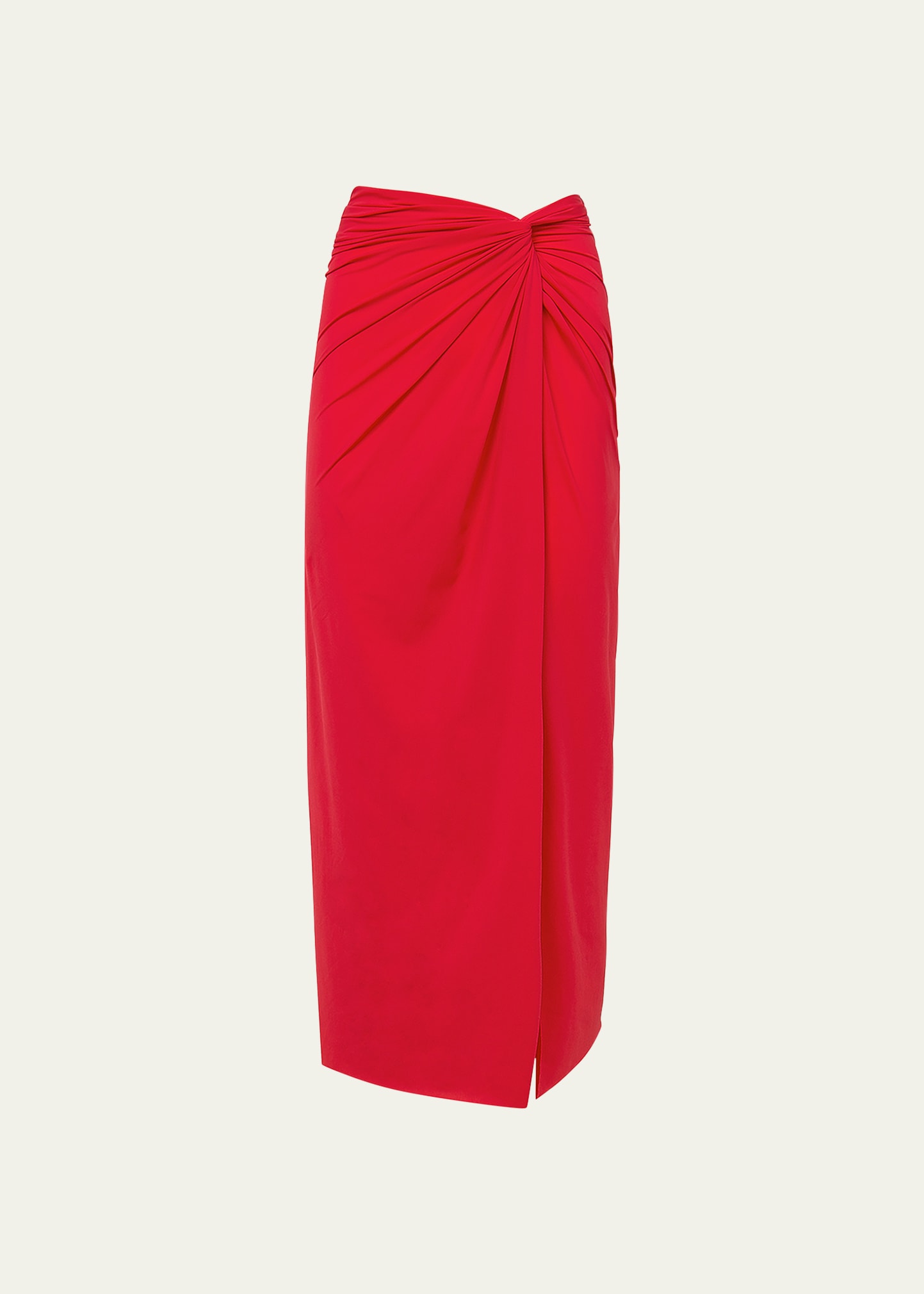 Vix Solid Karen Midi Skirt In Red