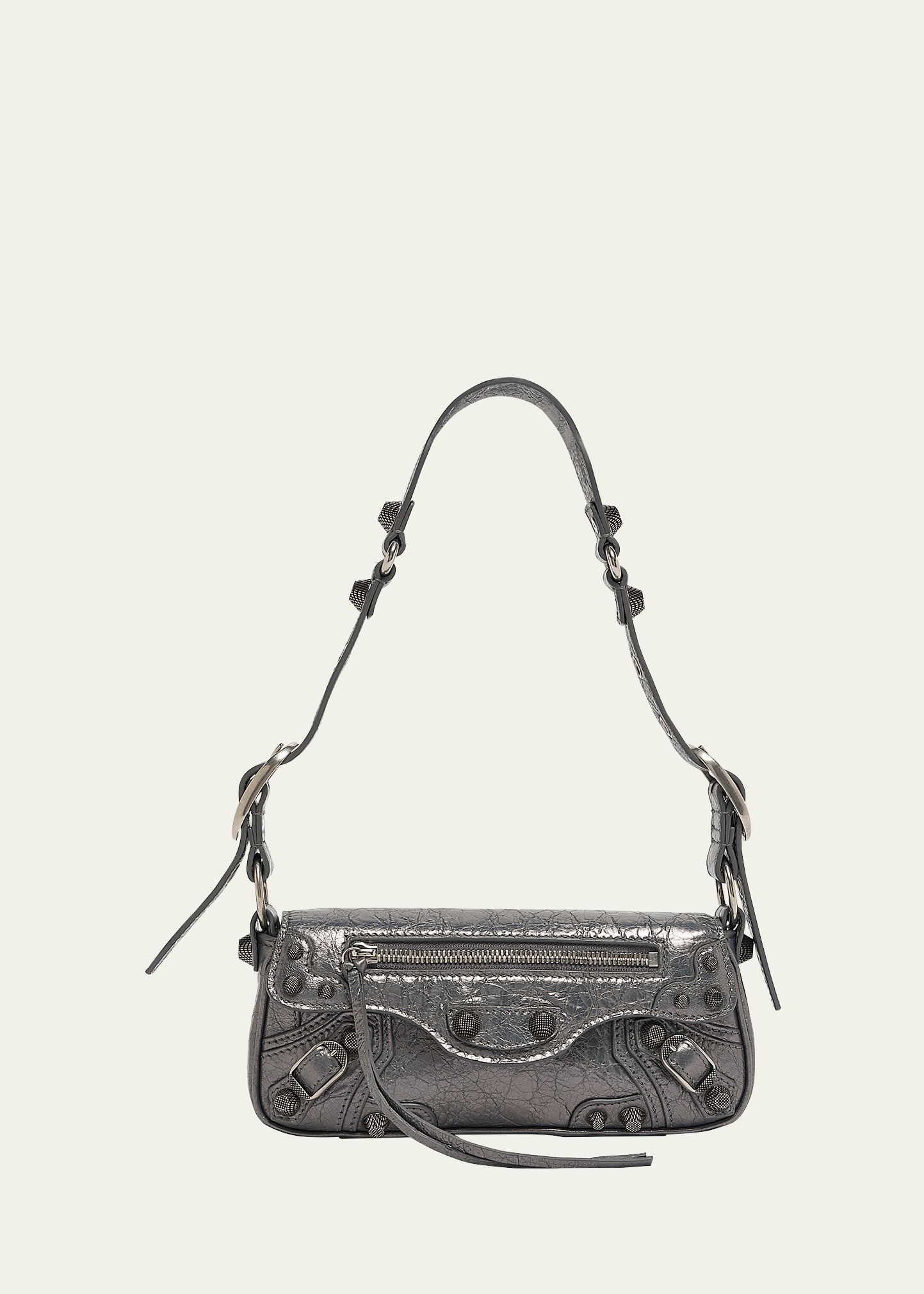 Shop Balenciaga Le Cagole Xs Sling Metallic Shoulder Bag In 1314 Steel Grey