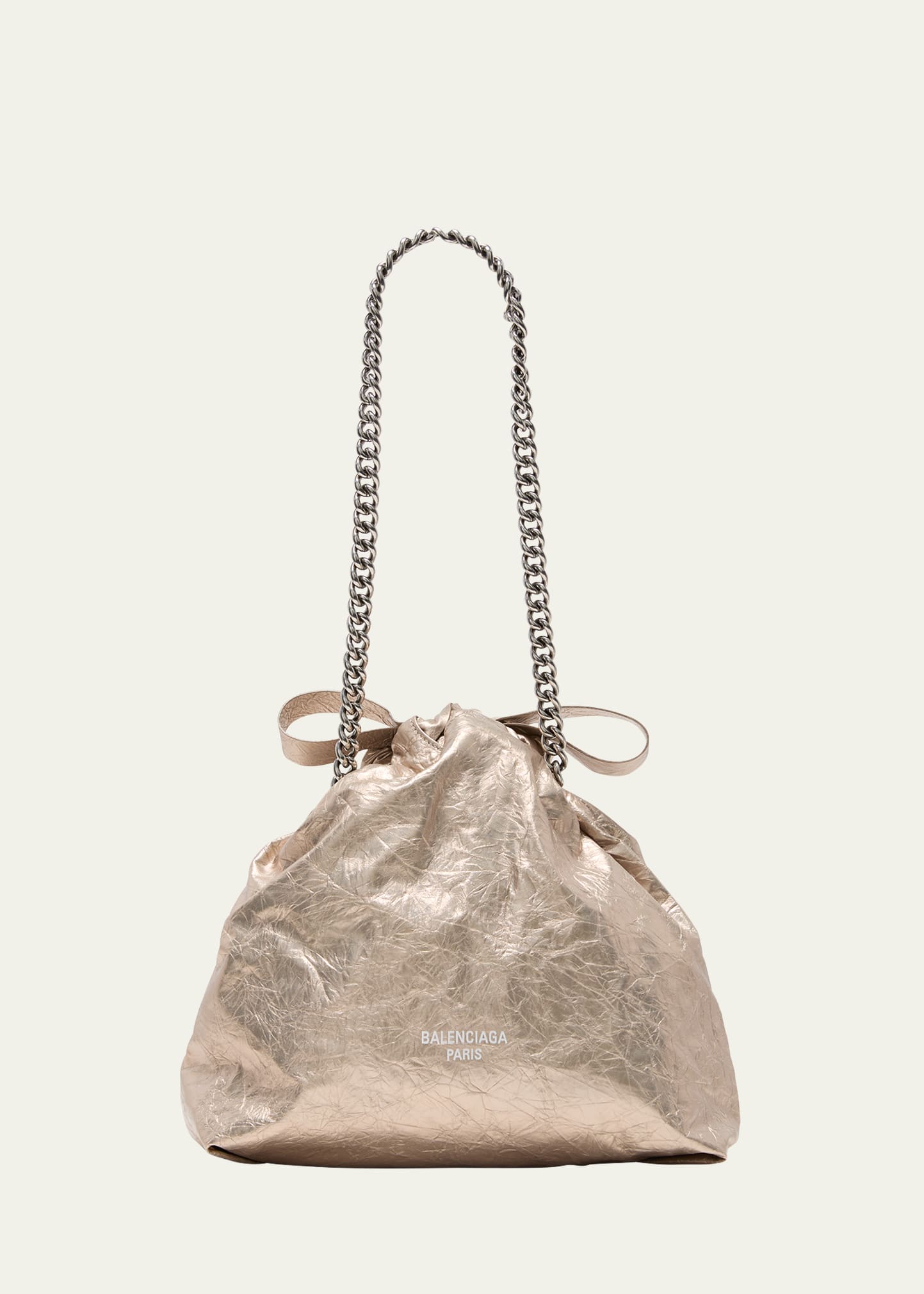Balenciaga Crush Small Metallic Leather Shoulder Bag In Gold