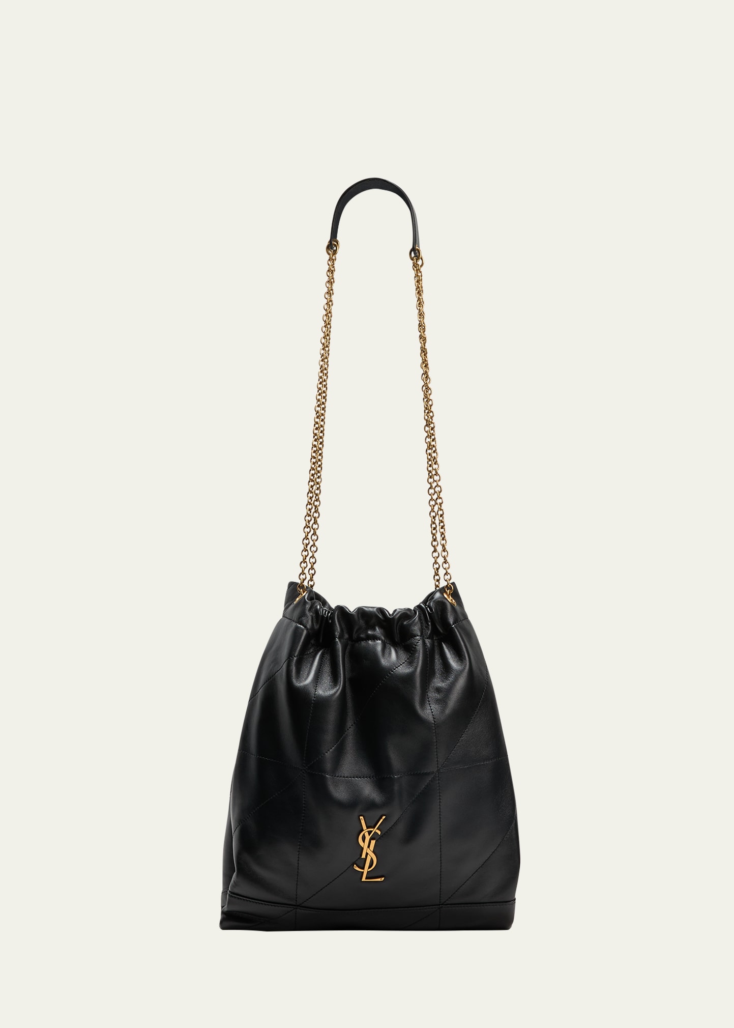 Shop Saint Laurent Jamie 4.3 Pochon Ysl Shoulder Bag In Quilted Leather In Black