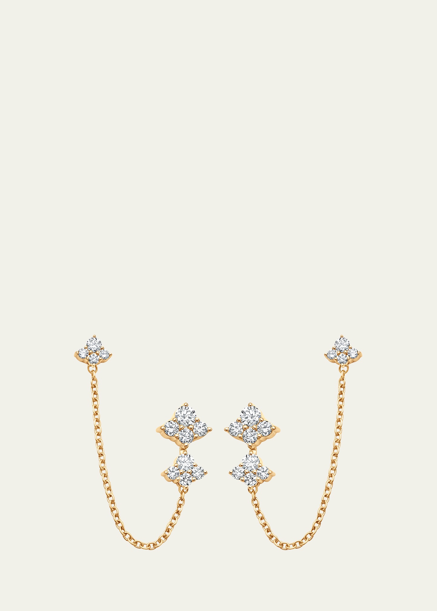 18K Yellow Gold Dujour Diamond Cluster Drop Chain Earrings