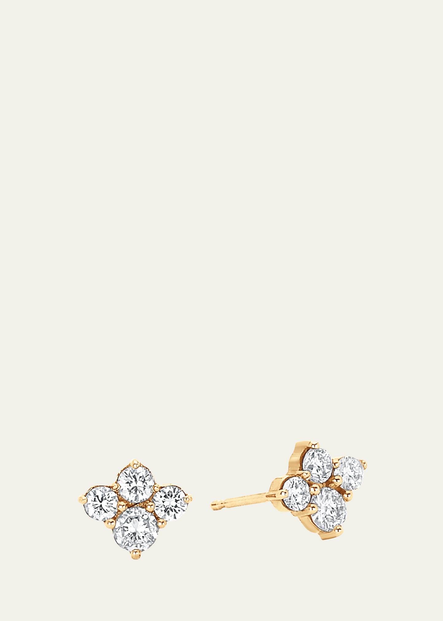 18K Yellow Gold Diamond Cluster Stud Earrings
