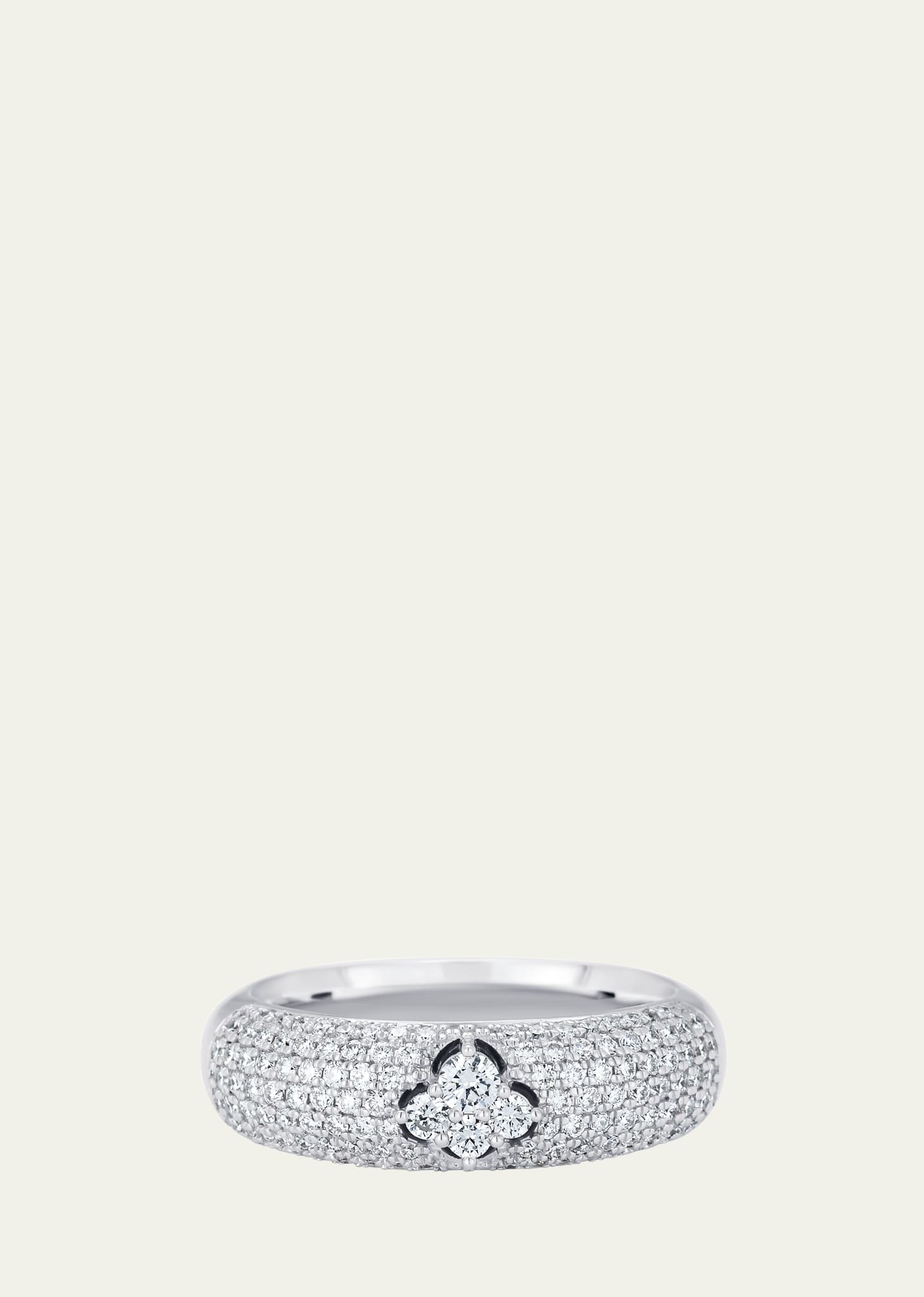 Dujour Pave Diamond and Four-Cluster White Gold Ring