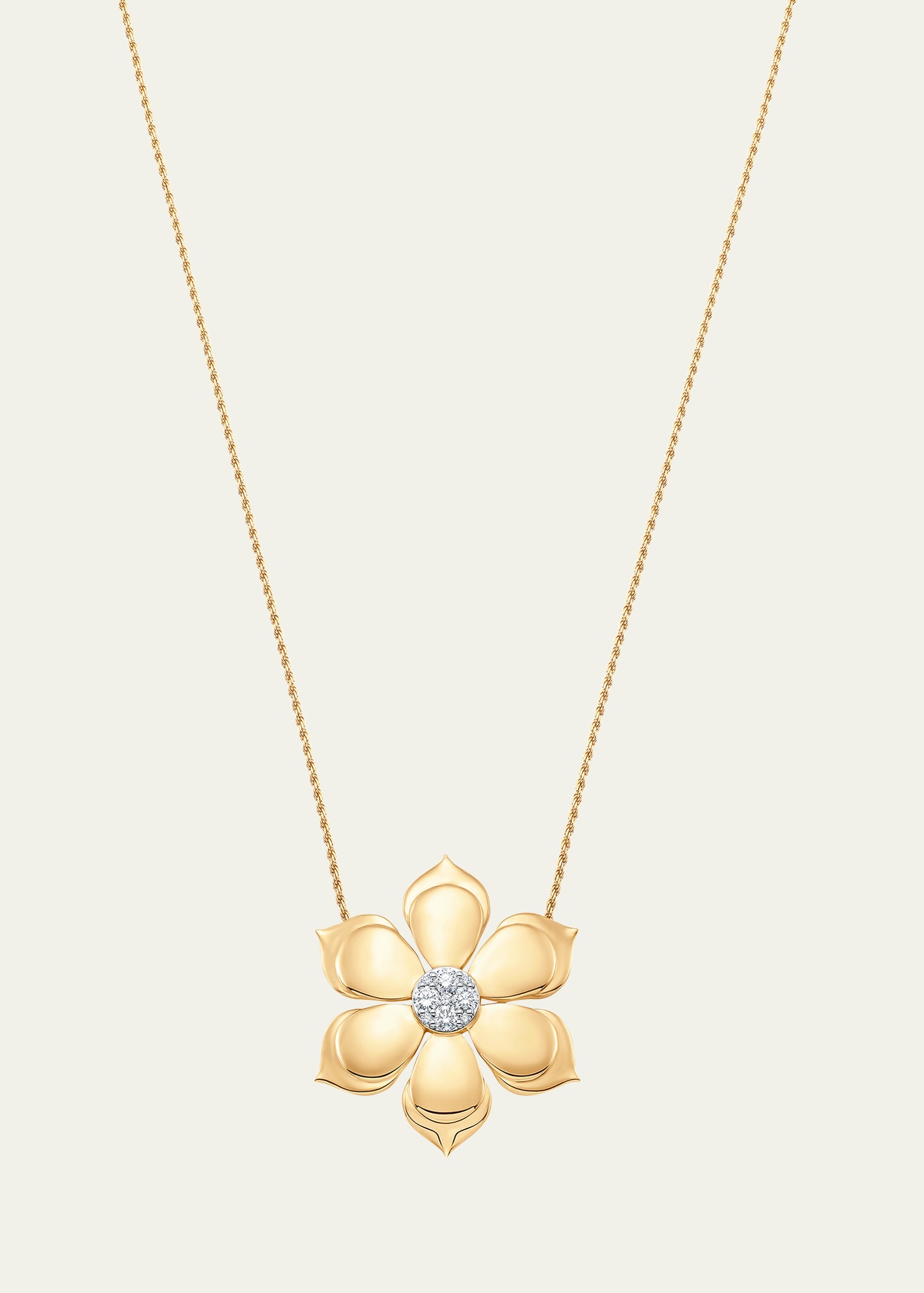 18K Two-Tone Gold Lierre Diamond Large Flower Pendant Necklace