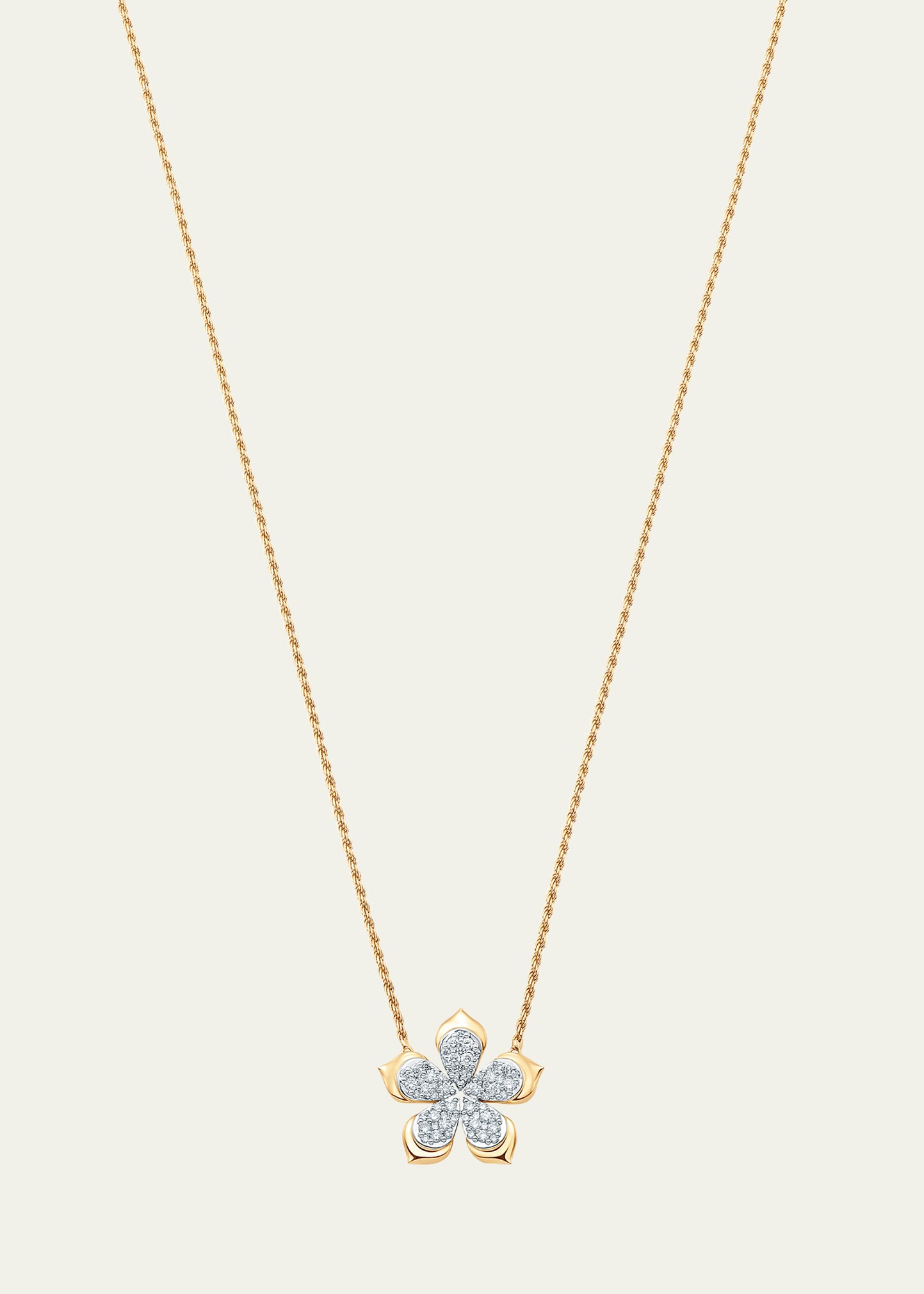18K Two-Tone Gold Lierre Pear Diamond Flower Station Necklace