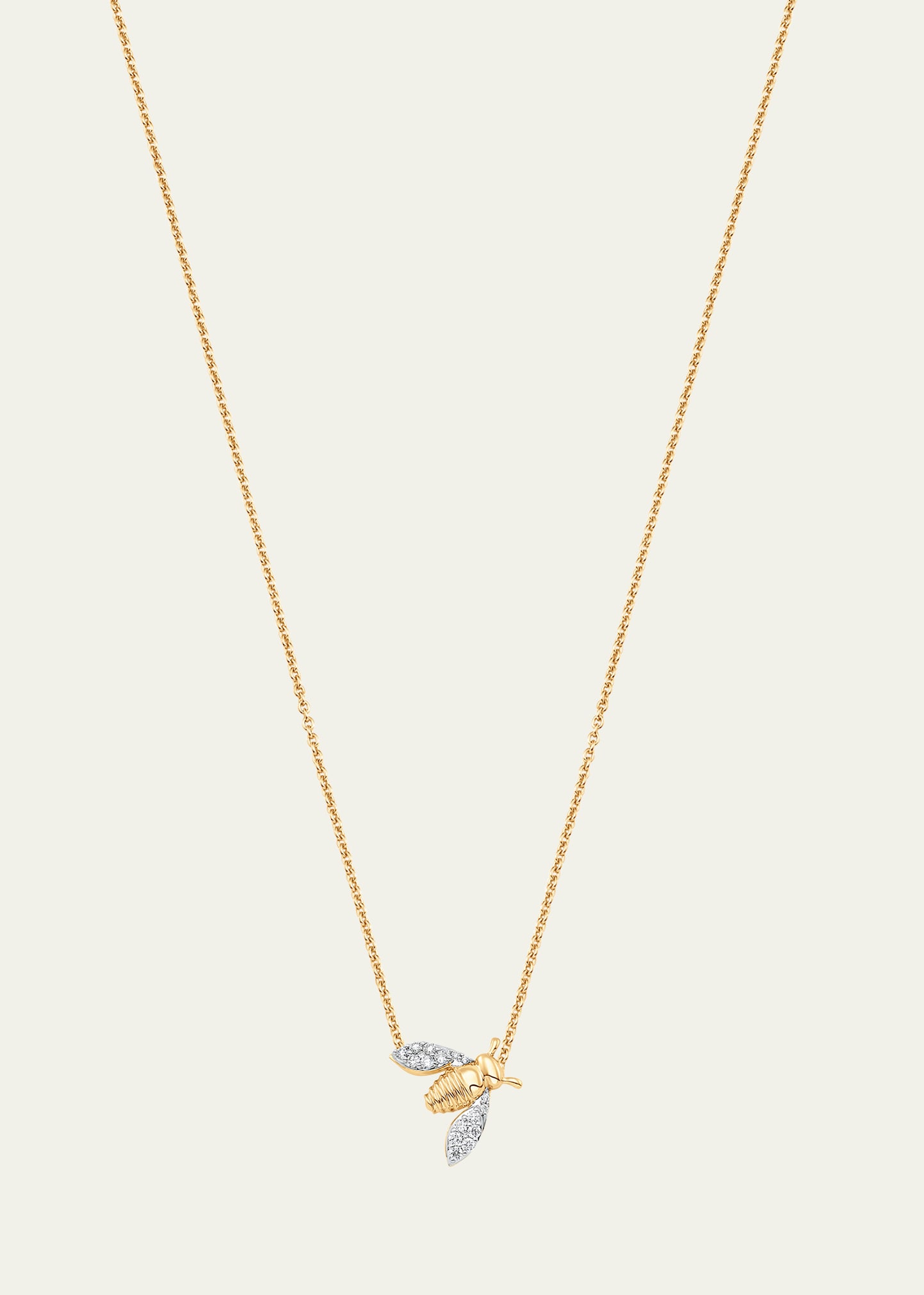 18K Two-Tone Gold Queen Bee Diamond Petite Pendant Necklace, 16"L