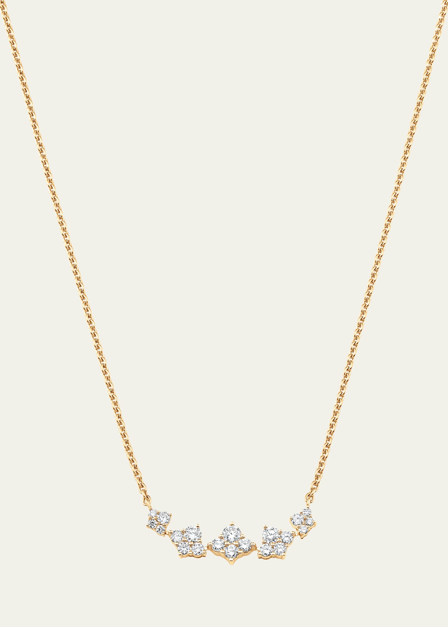 18K Yellow Gold Dujour Graduated Diamond Cluster Station Necklace