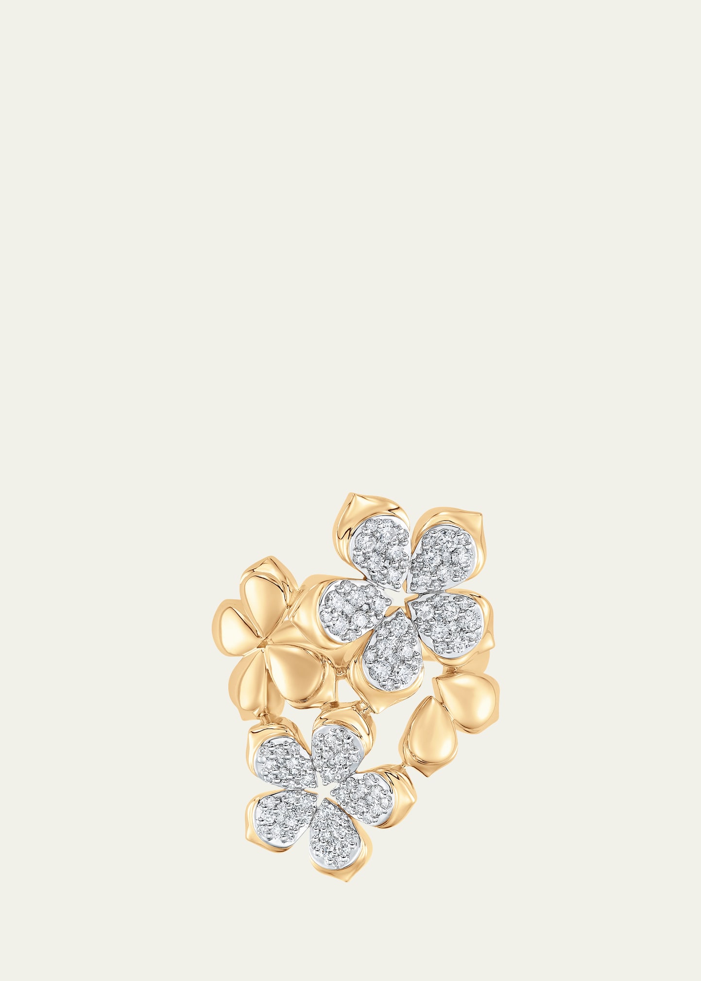 18K Two-Tone Gold Lierre Diamond Flower Cluster Ring