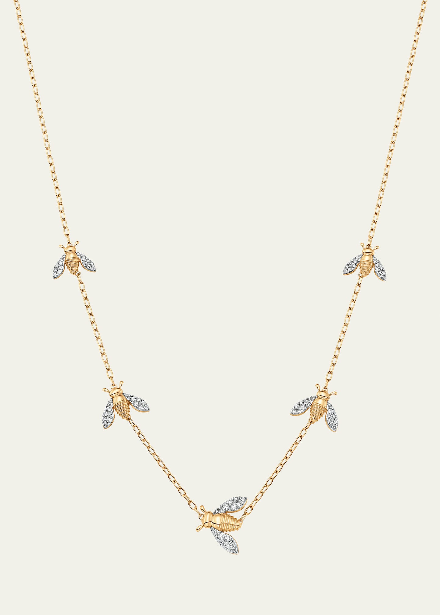 18K Two-Tone Gold Queen Bee Petite Diamond 5-Station Necklace