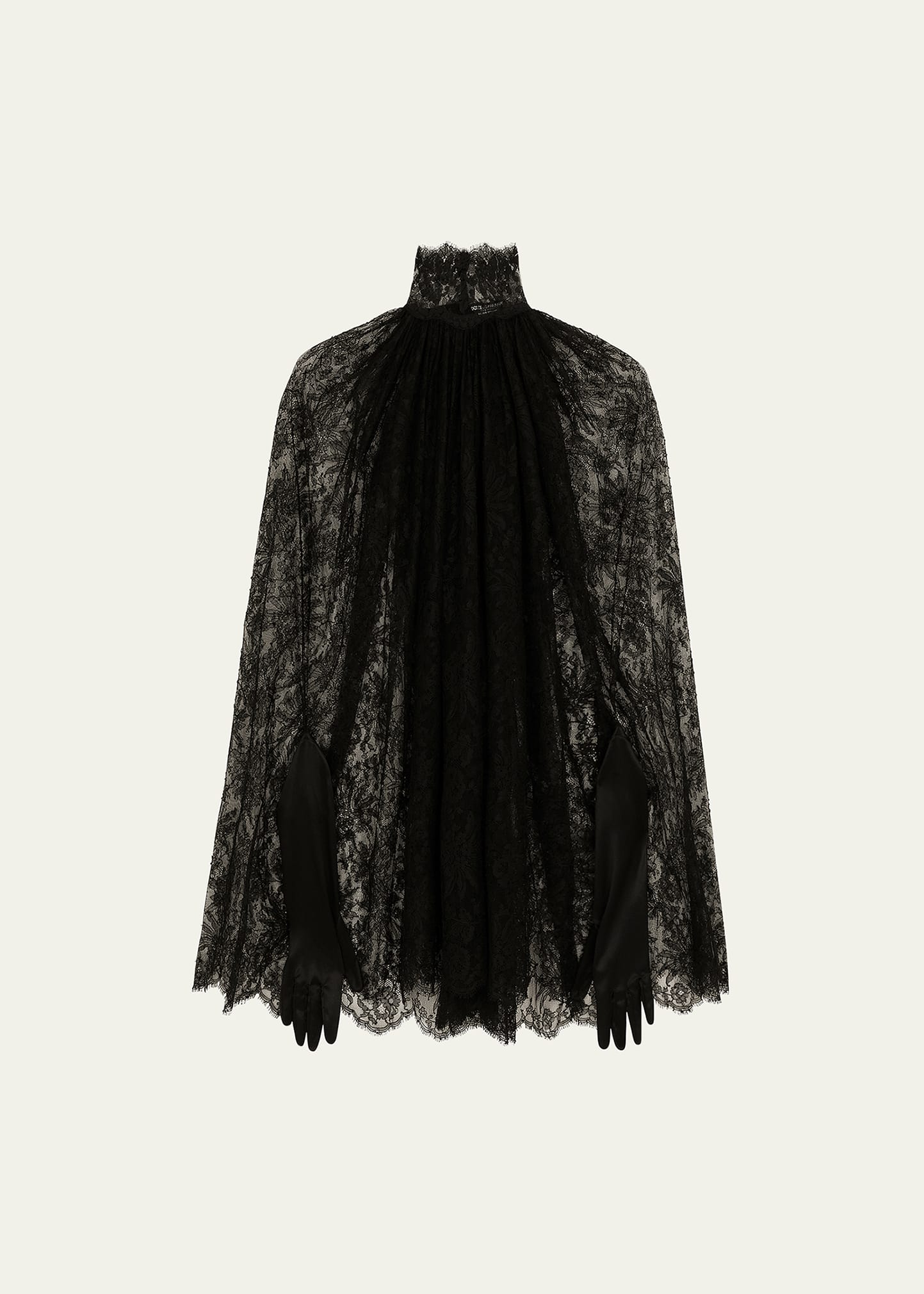 Shop Dolce & Gabbana Pizzo Chantilly Lace Mini Dress In Black