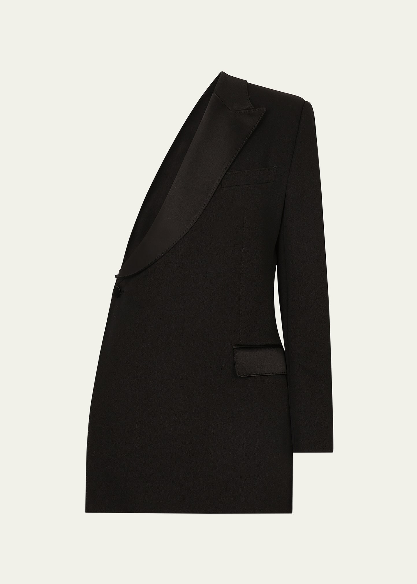 Shop Dolce & Gabbana Gabardine One-shoulder Jacket In Black