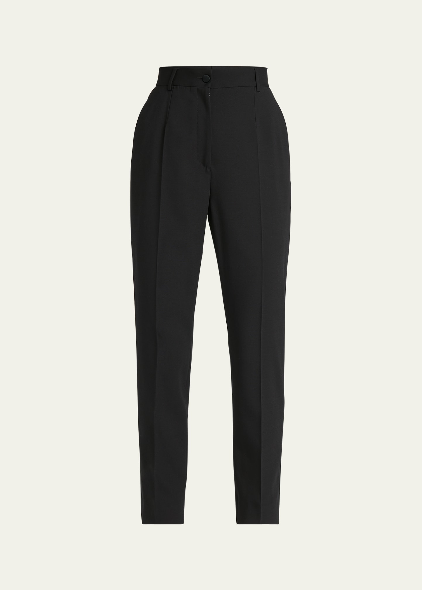 Shop Dolce & Gabbana Cropped Straight-leg Wool Pants In Black