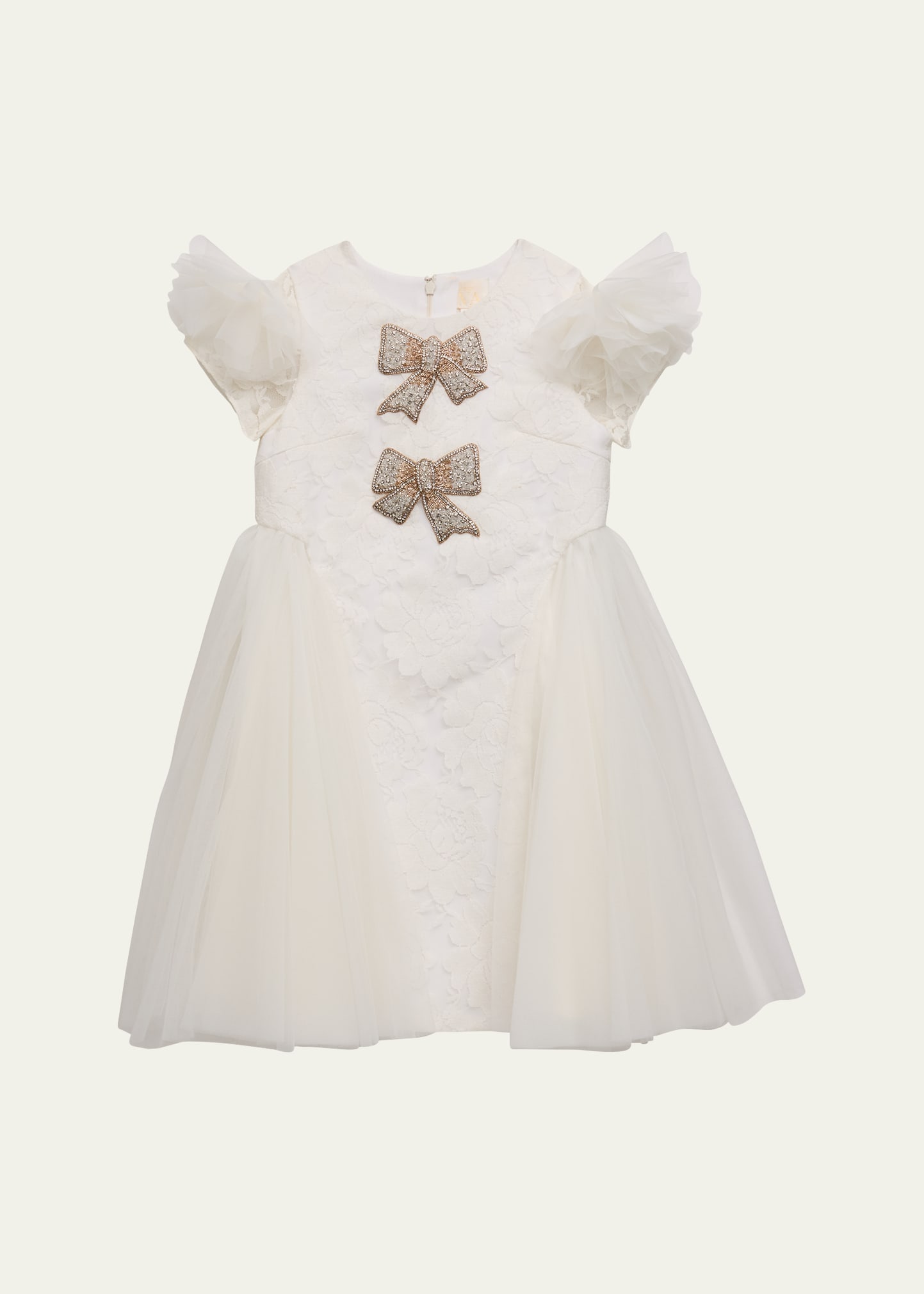 Shop Maison Ava Girl's Grace Beaded Bow Tulle Dress In White