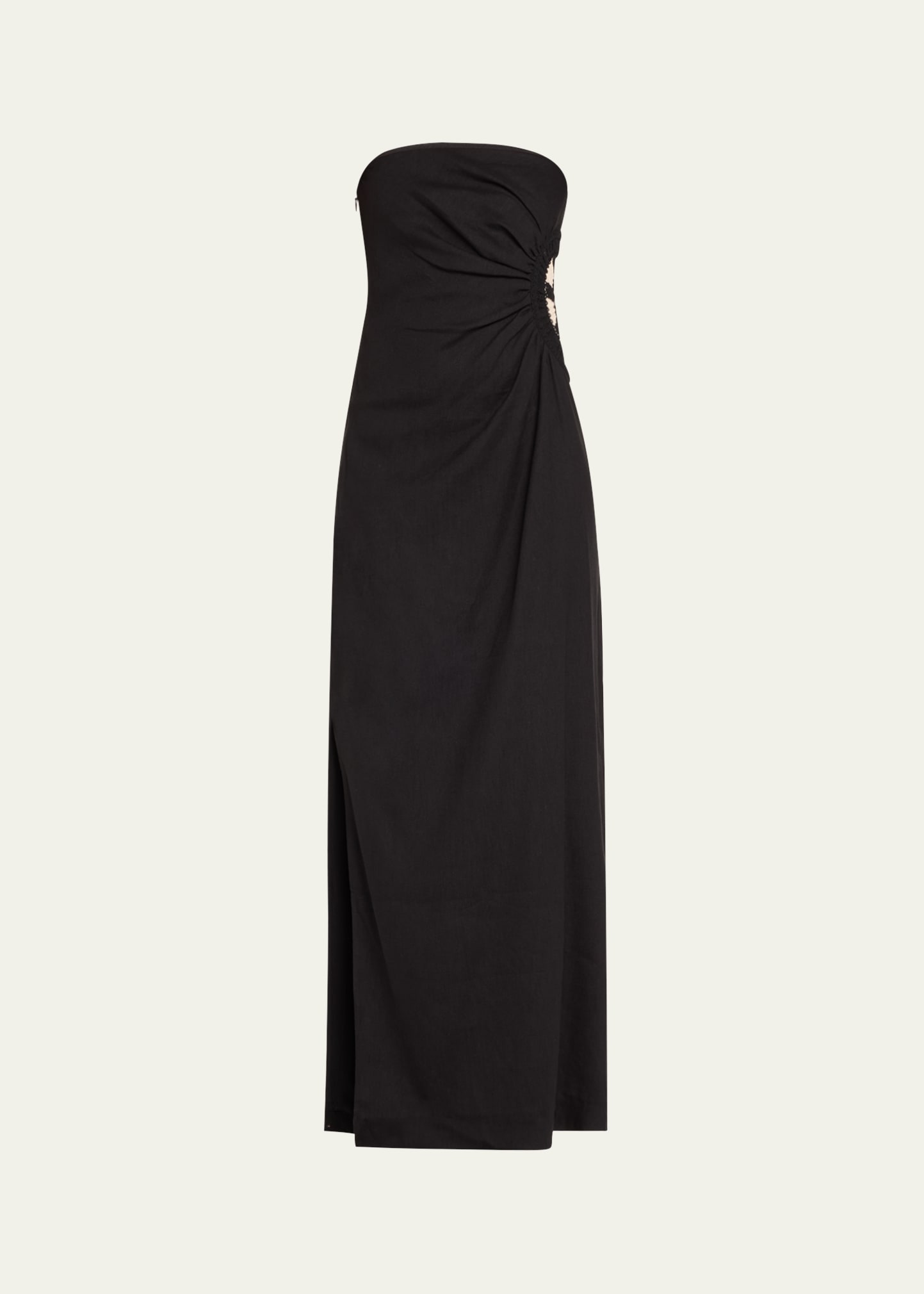 Sir Dorian Embroidered Linen And Cotton Maxi Dress In Black
