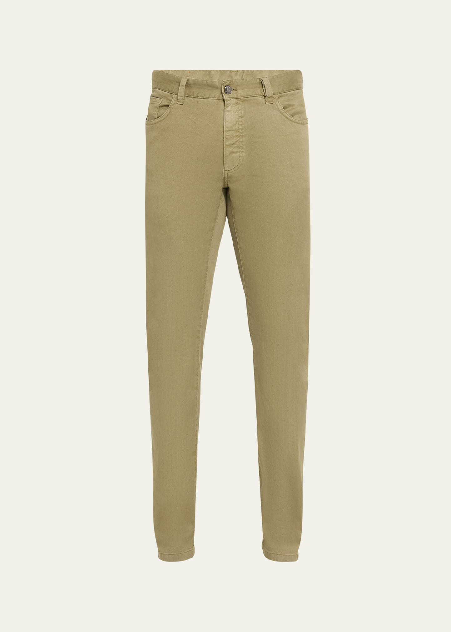 Zegna Men's Linen-cotton Twill 5-pocket Pants In Dk Grn Sld