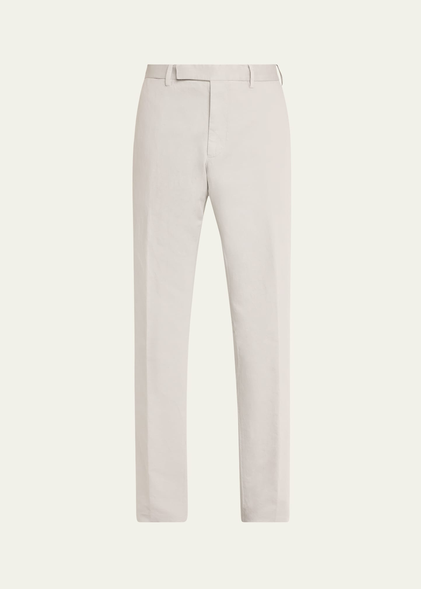 Shop Zegna Men's Summer Cotton-linen Chino Pants In Lt Gry Sld
