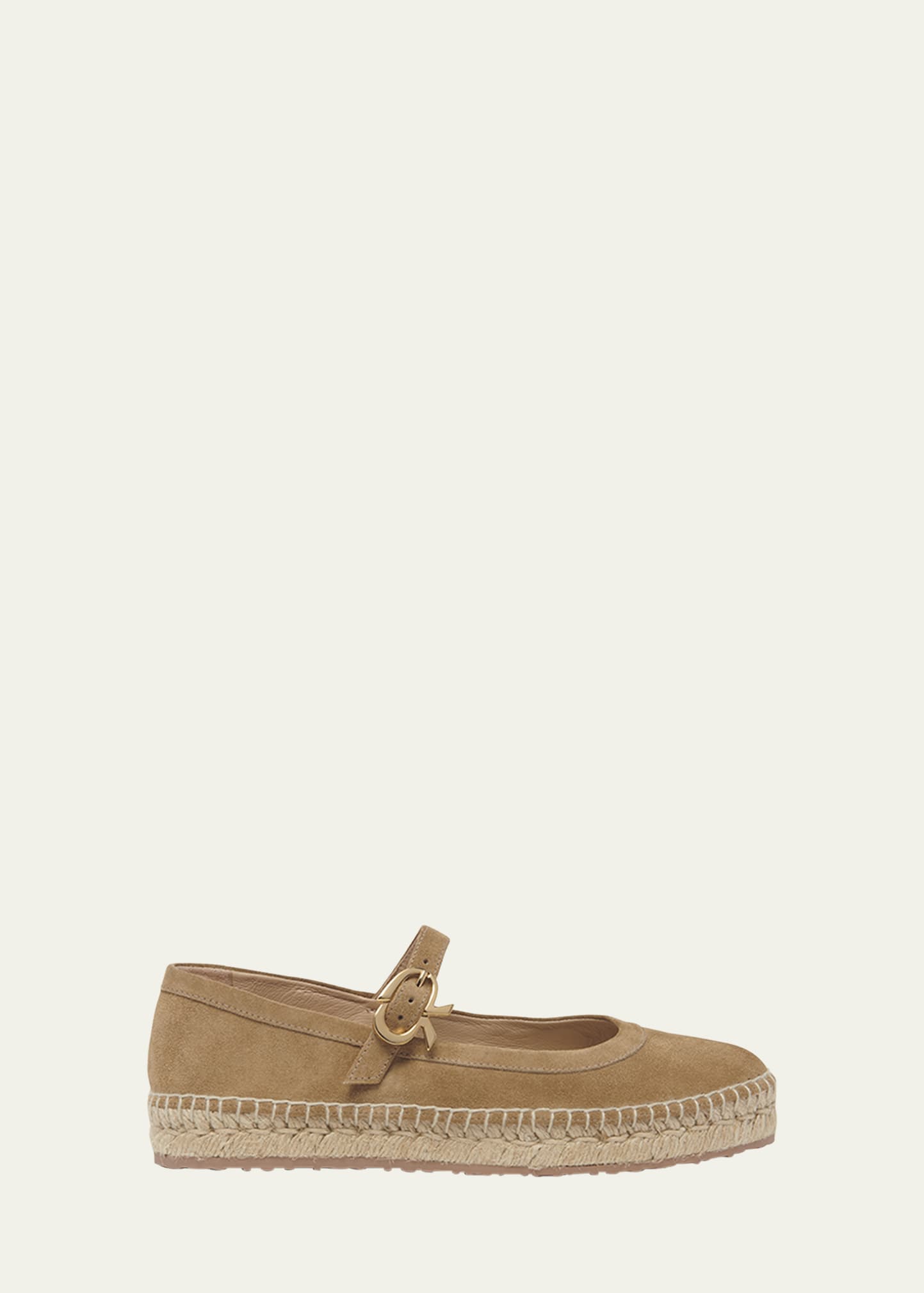 Gianvito Rossi Suede Mary Jane Ballerina Espadrilles In Camel