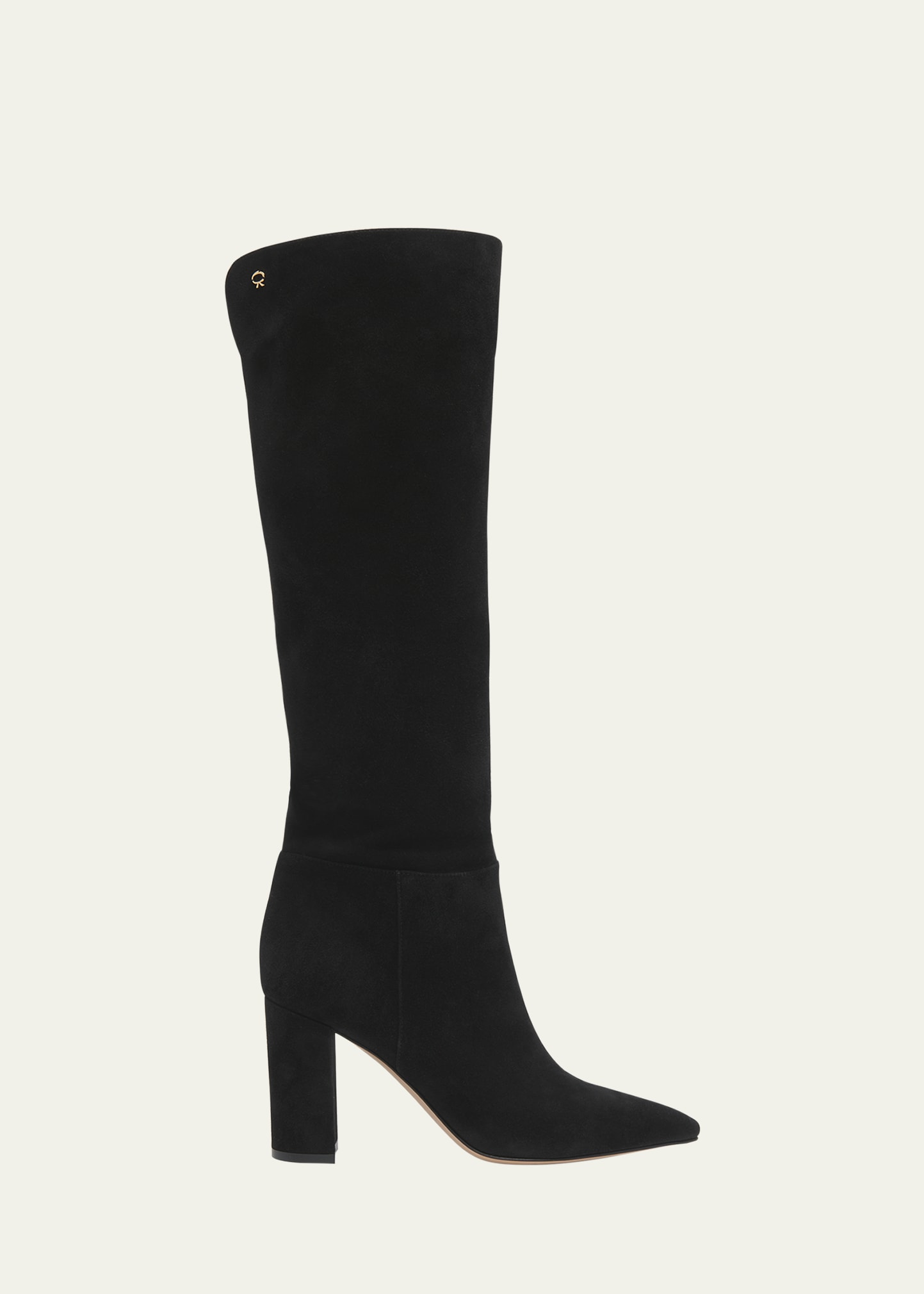 Shop Gianvito Rossi Piper Suede Block-heel Knee Boots In Black