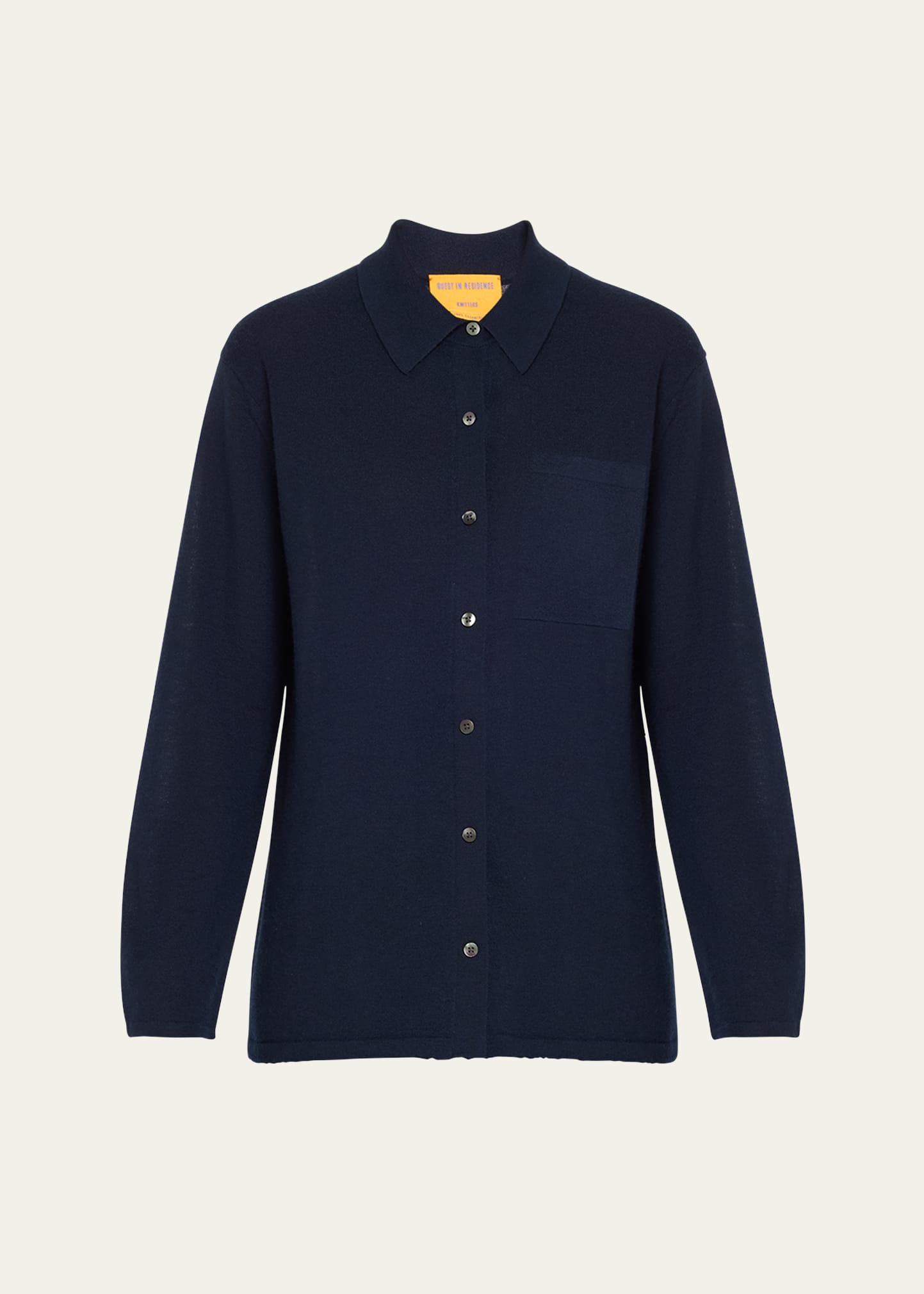 Shop Guest In Residence Showtime Cashmere Collared Button-front Shirt In Midnight