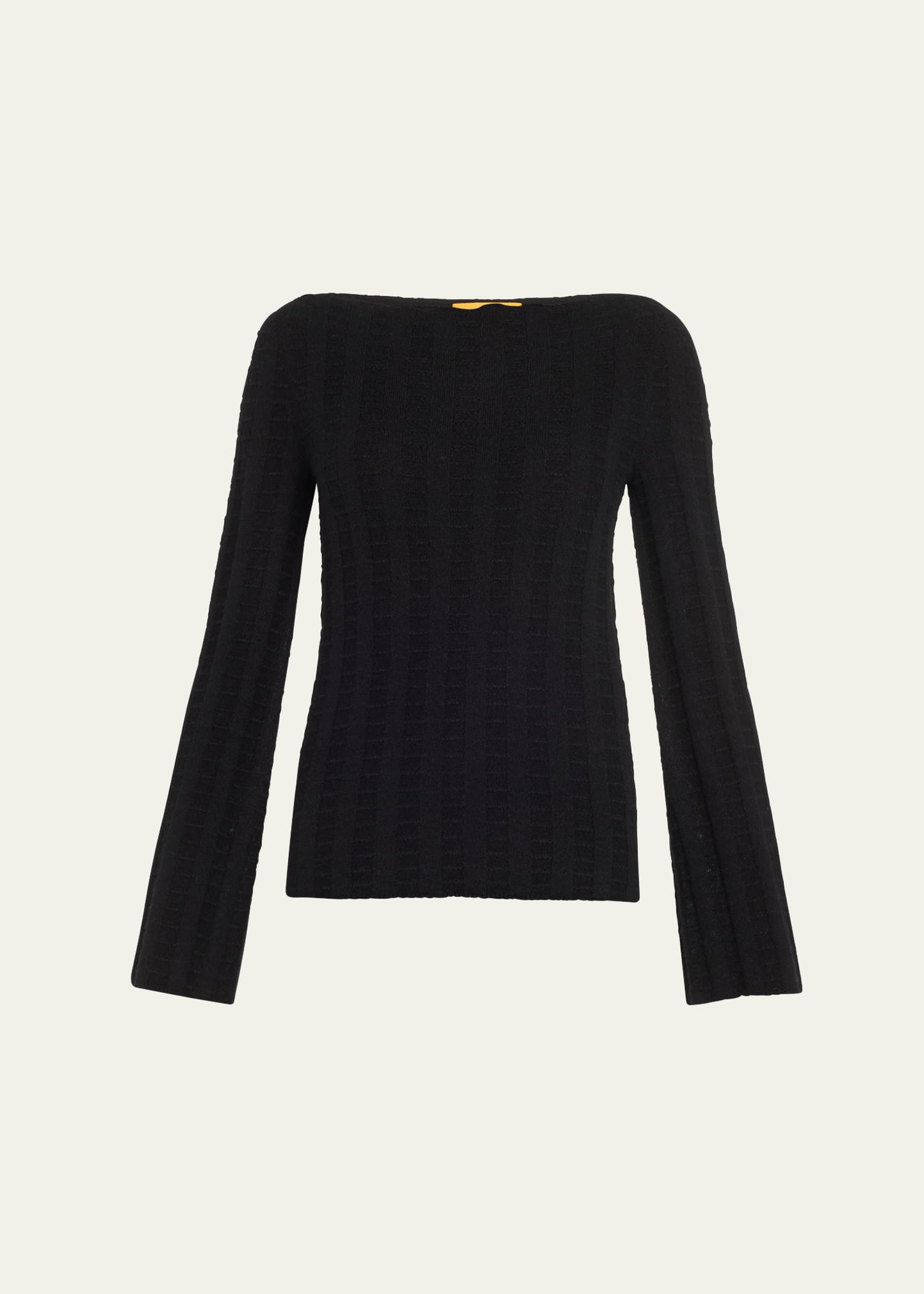 Shop Guest In Residence Long-sleeve Wool Cashmere Flare Top In Black