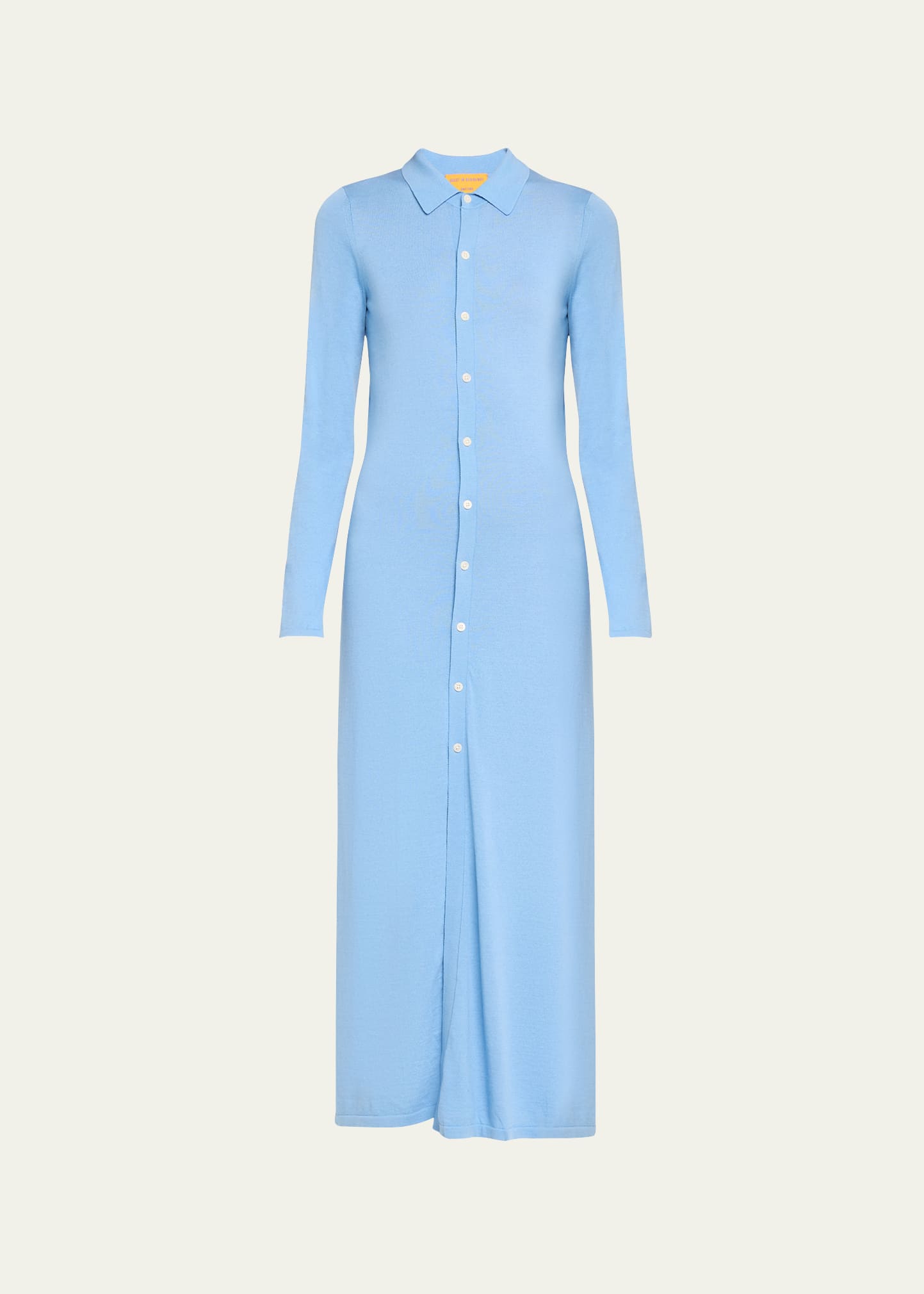 Shop Guest In Residence Showtime Long-sleeve Cotton Silk Jersey Shirtdress In Denim Blue