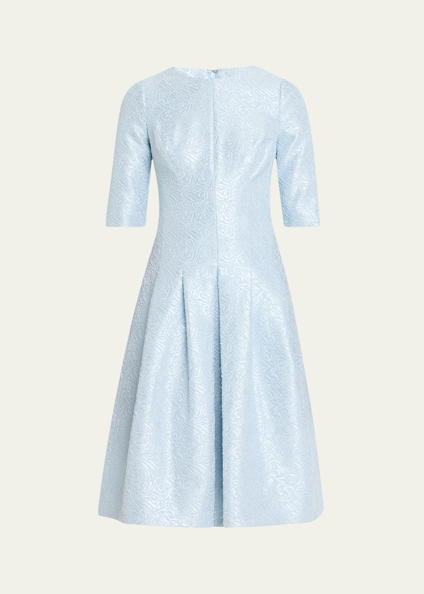 Pleated Metallic Jacquard Midi Dress
