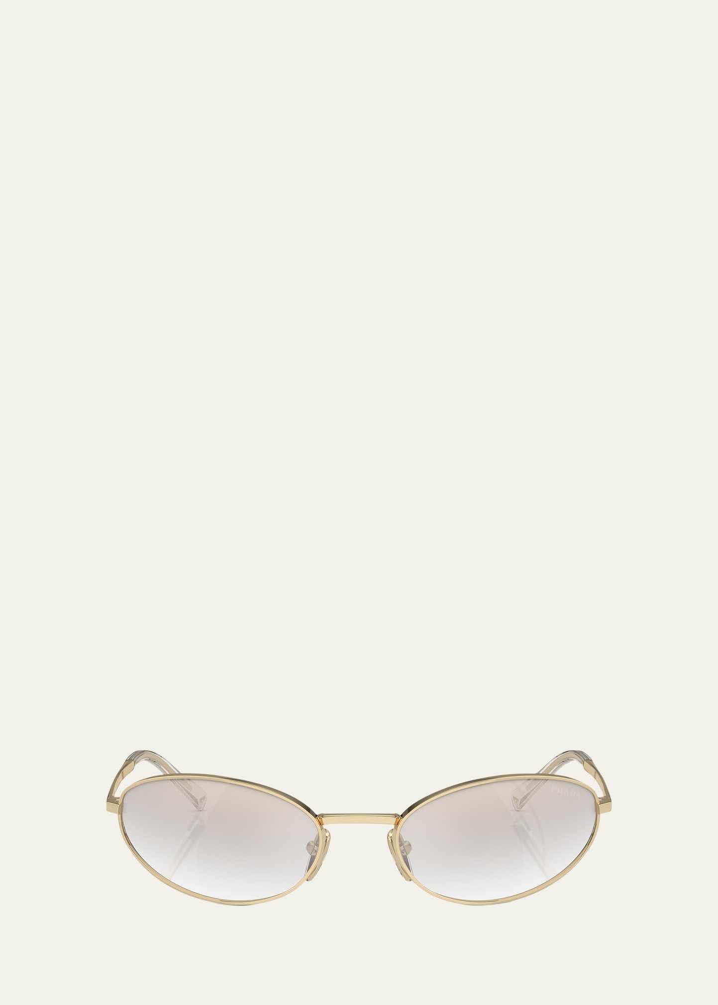 Prada Curved Mixed-media Oval Sunglasses In Pale Gold