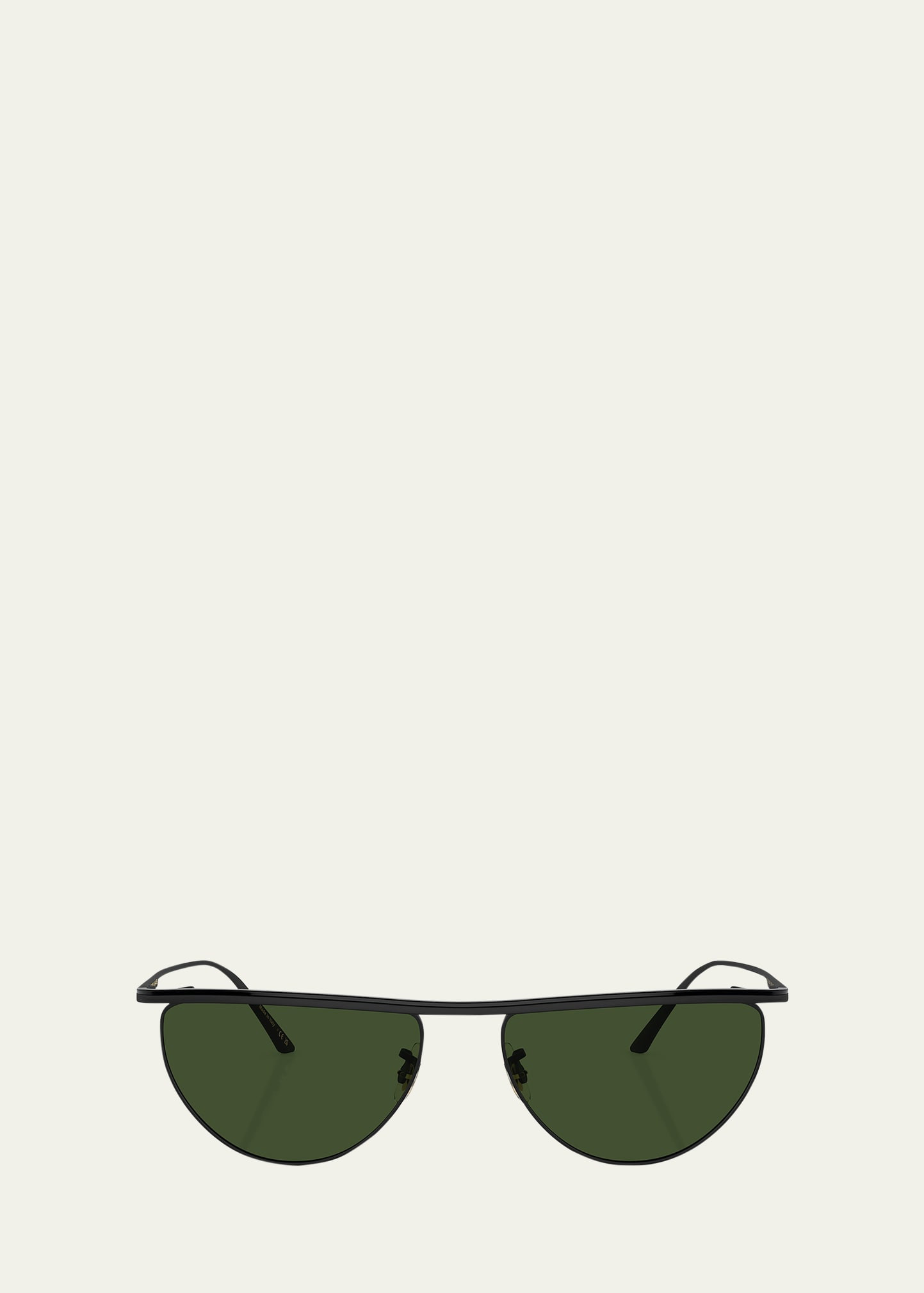 Shop Khaite X Oliver Peoples Sleek Metal Windsor Rim Sunglasses In Black Green