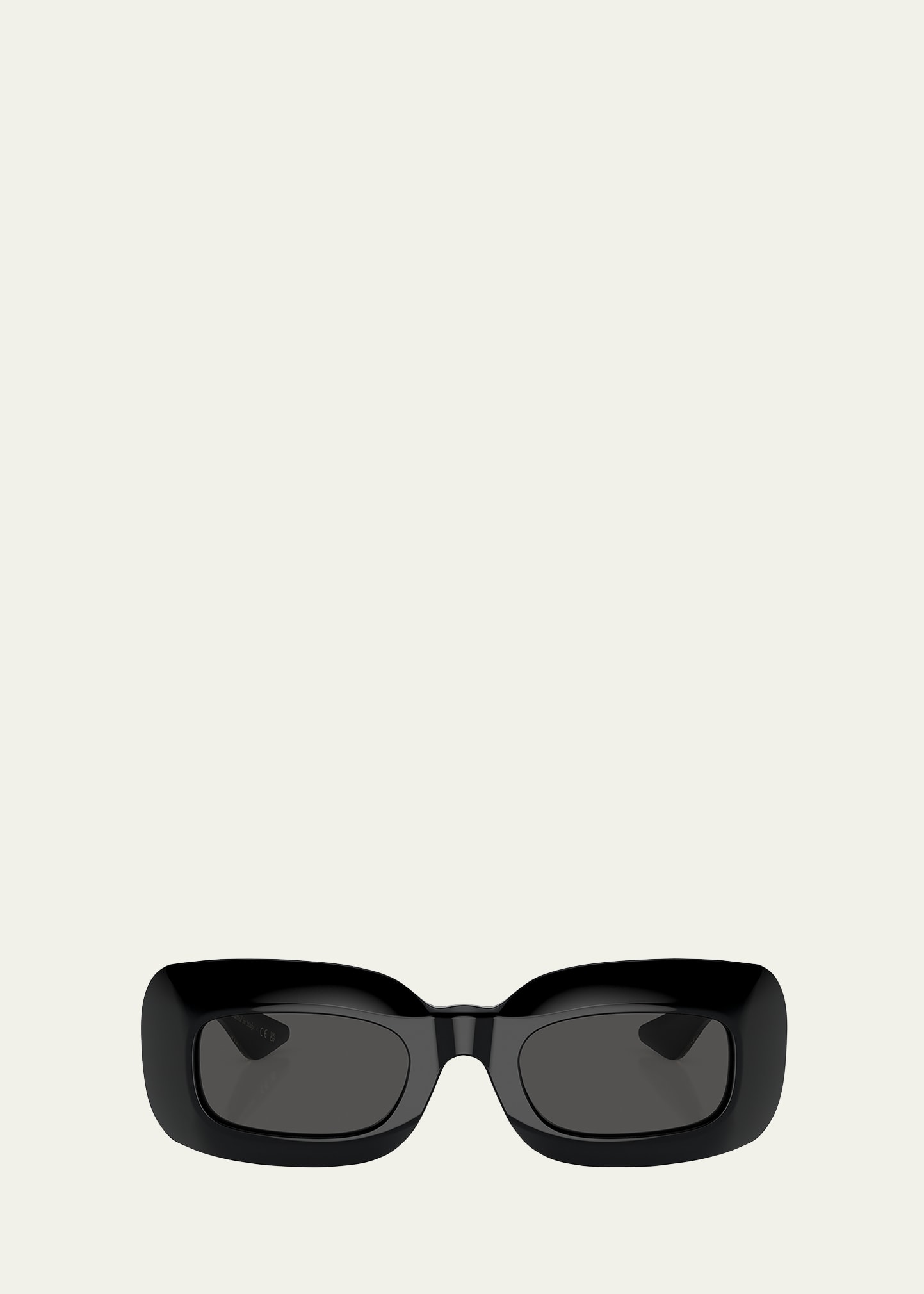 Shop Khaite X Oliver Peoples Beveled Acetate Rectangle Sunglasses In Black