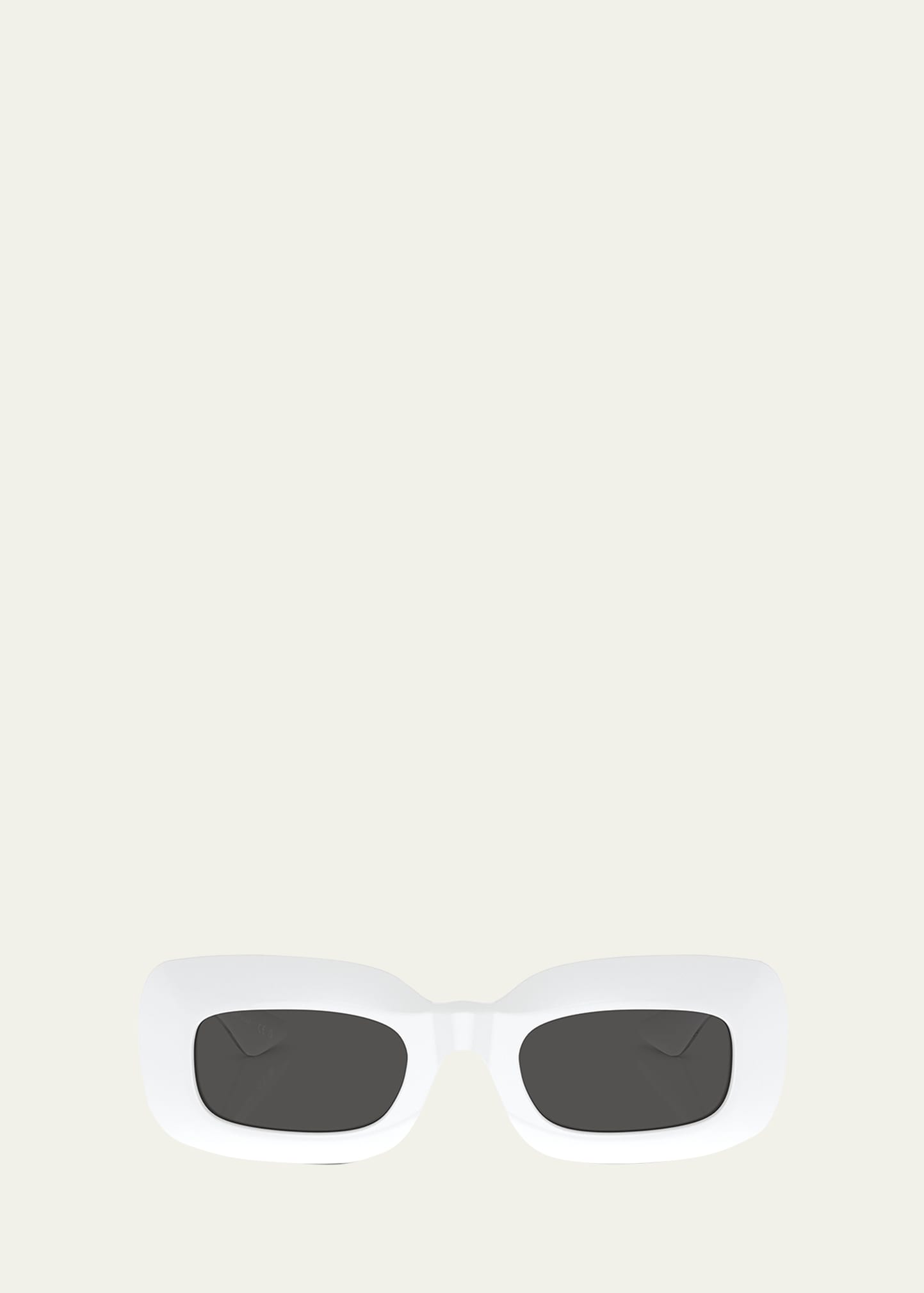 Khaite Beveled Acetate Rectangle Sunglasses In White