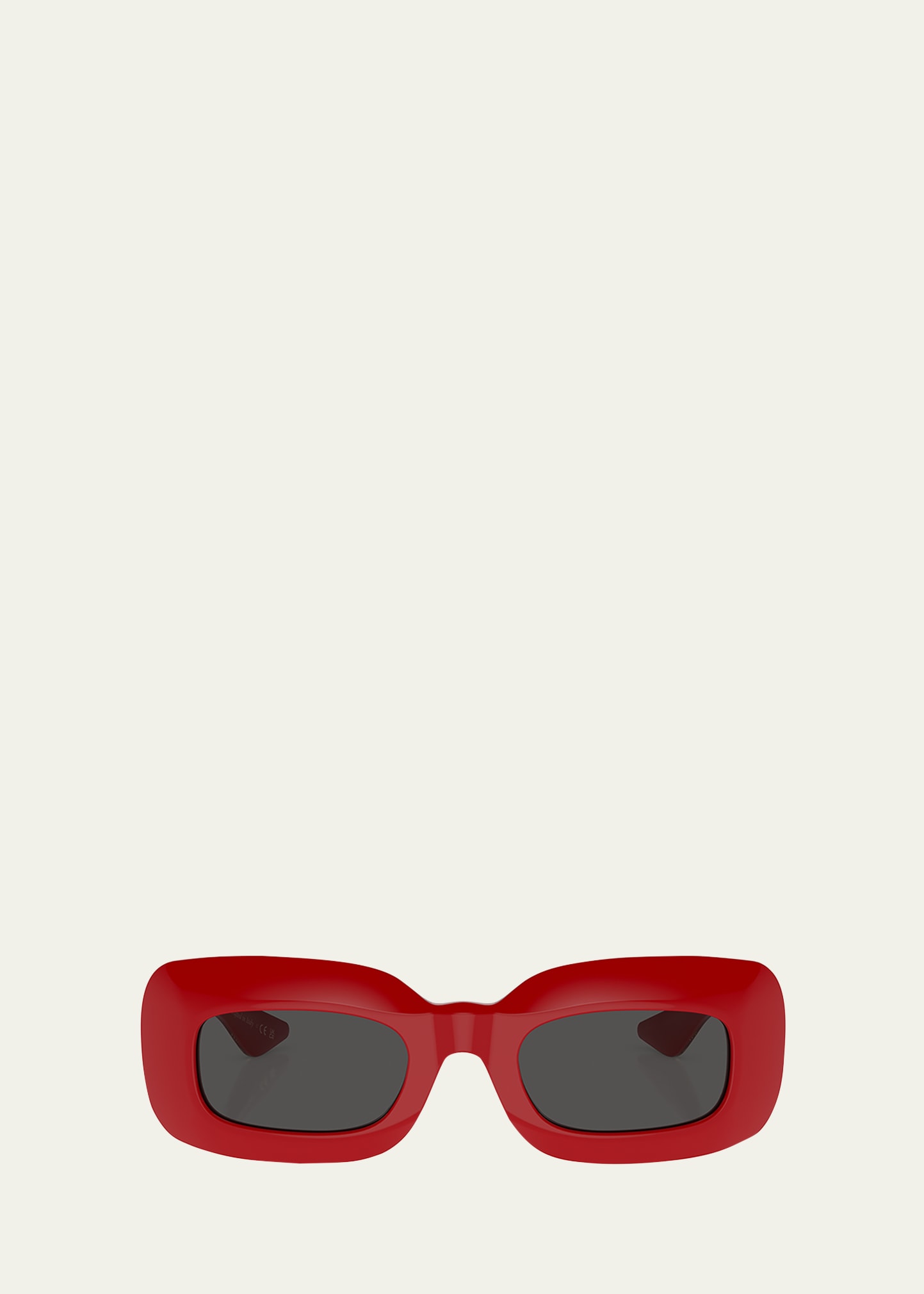 Khaite Beveled Acetate Rectangle Sunglasses In Red
