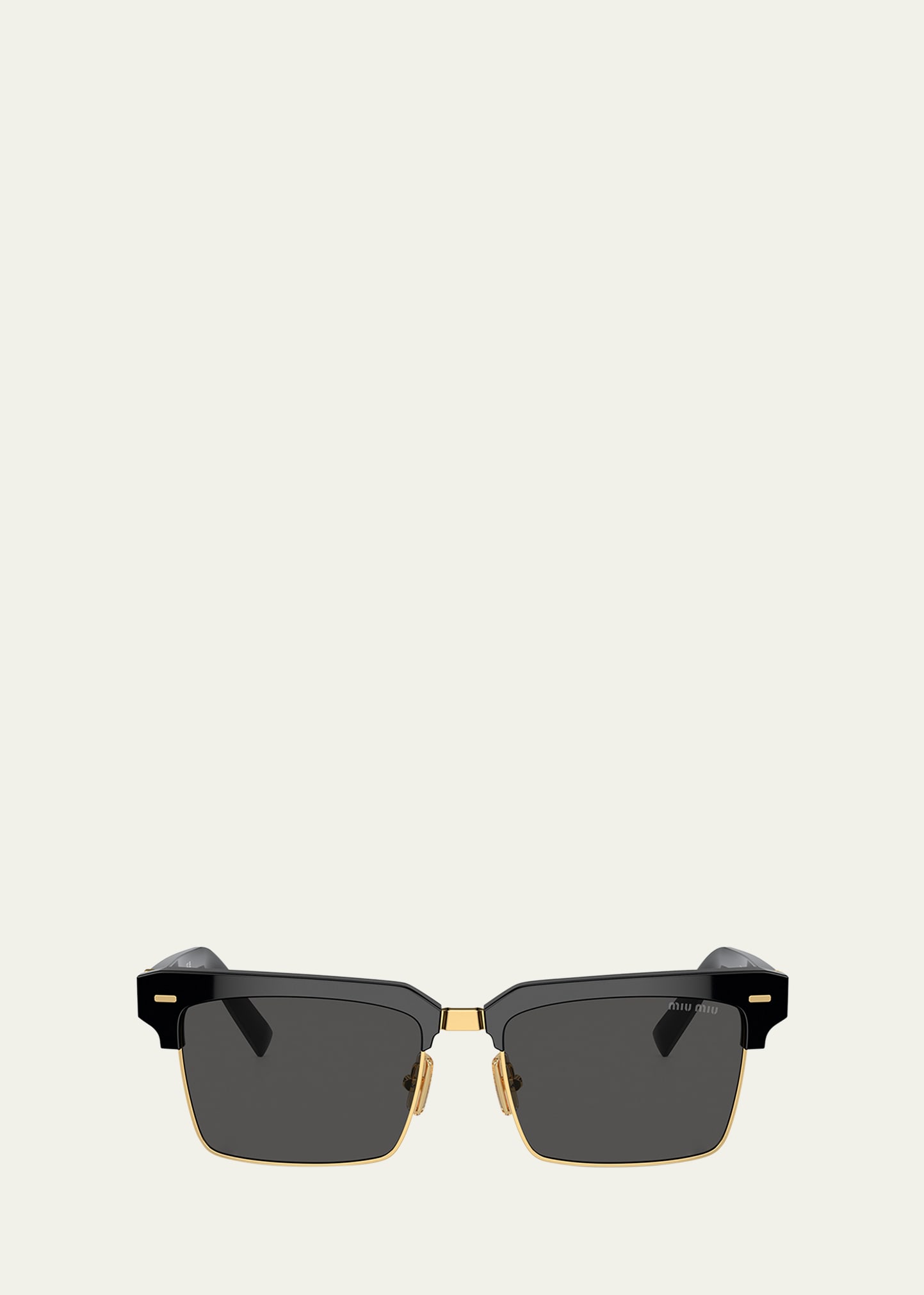Miu Miu Logo Mixed-media Square Sunglasses In Dark Grey