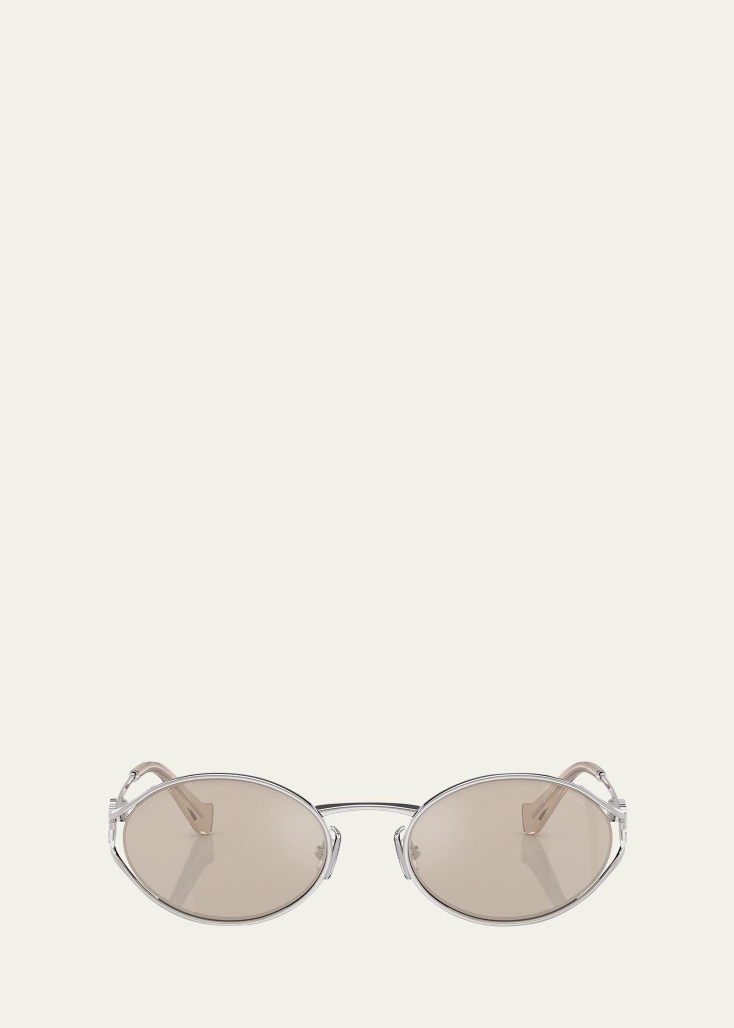 Miu Miu Eyewear Oval Frame Sunglasses In Silver
