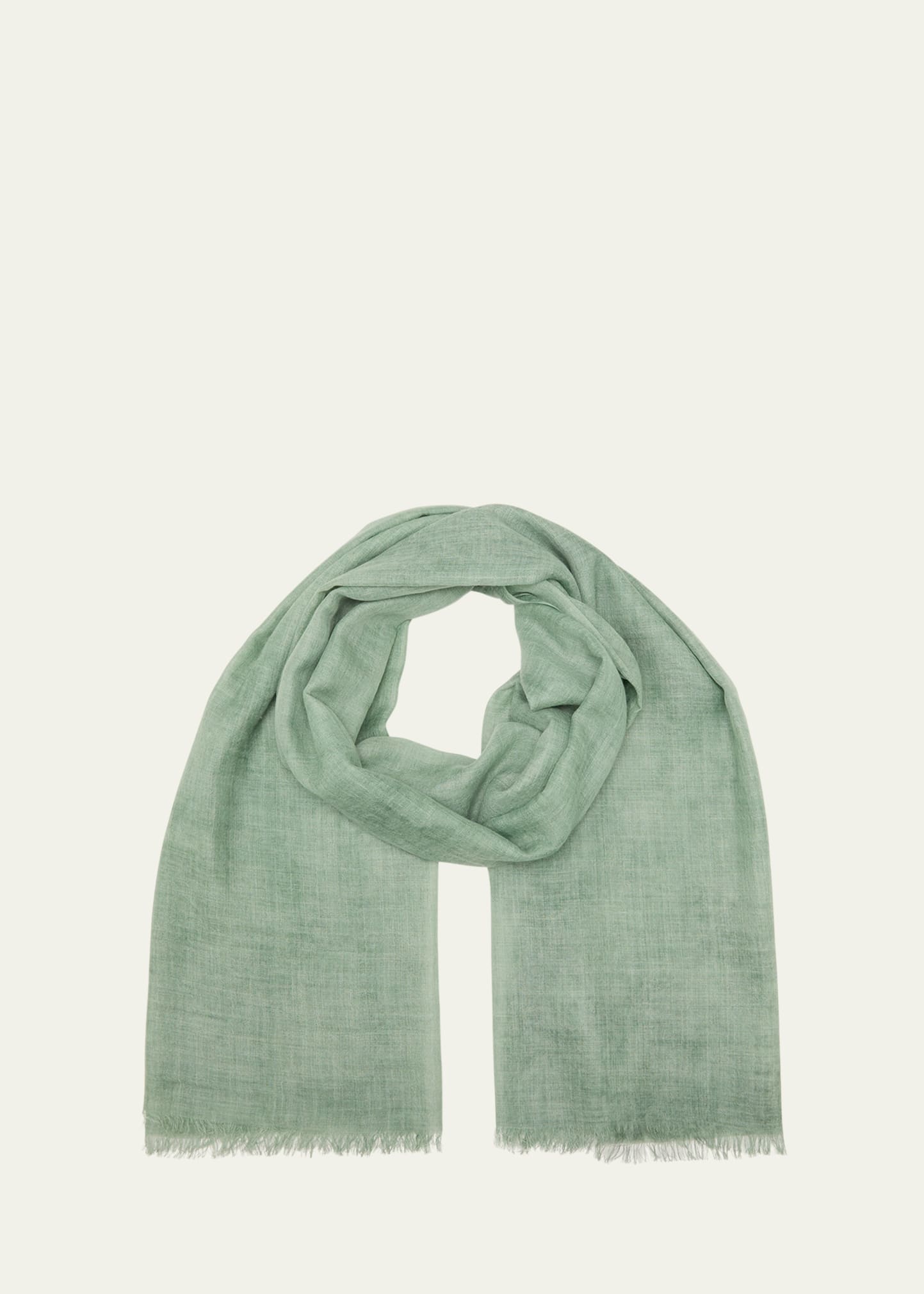 Shop Cesare Attolini Men's Cashmere-silk Scarf In V21-green