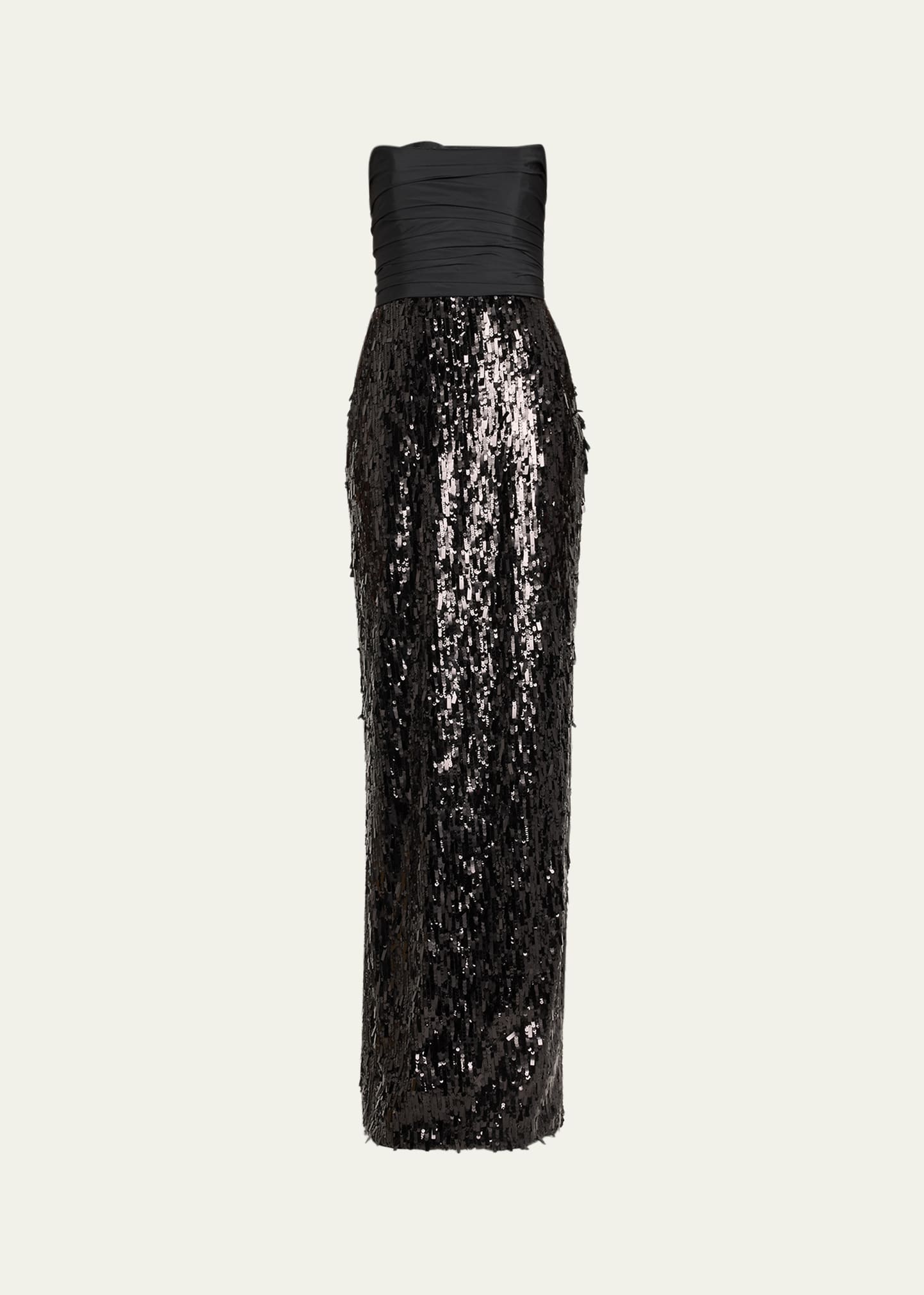 Shop Pamella Roland Strapless Sequin Gown In Black Black