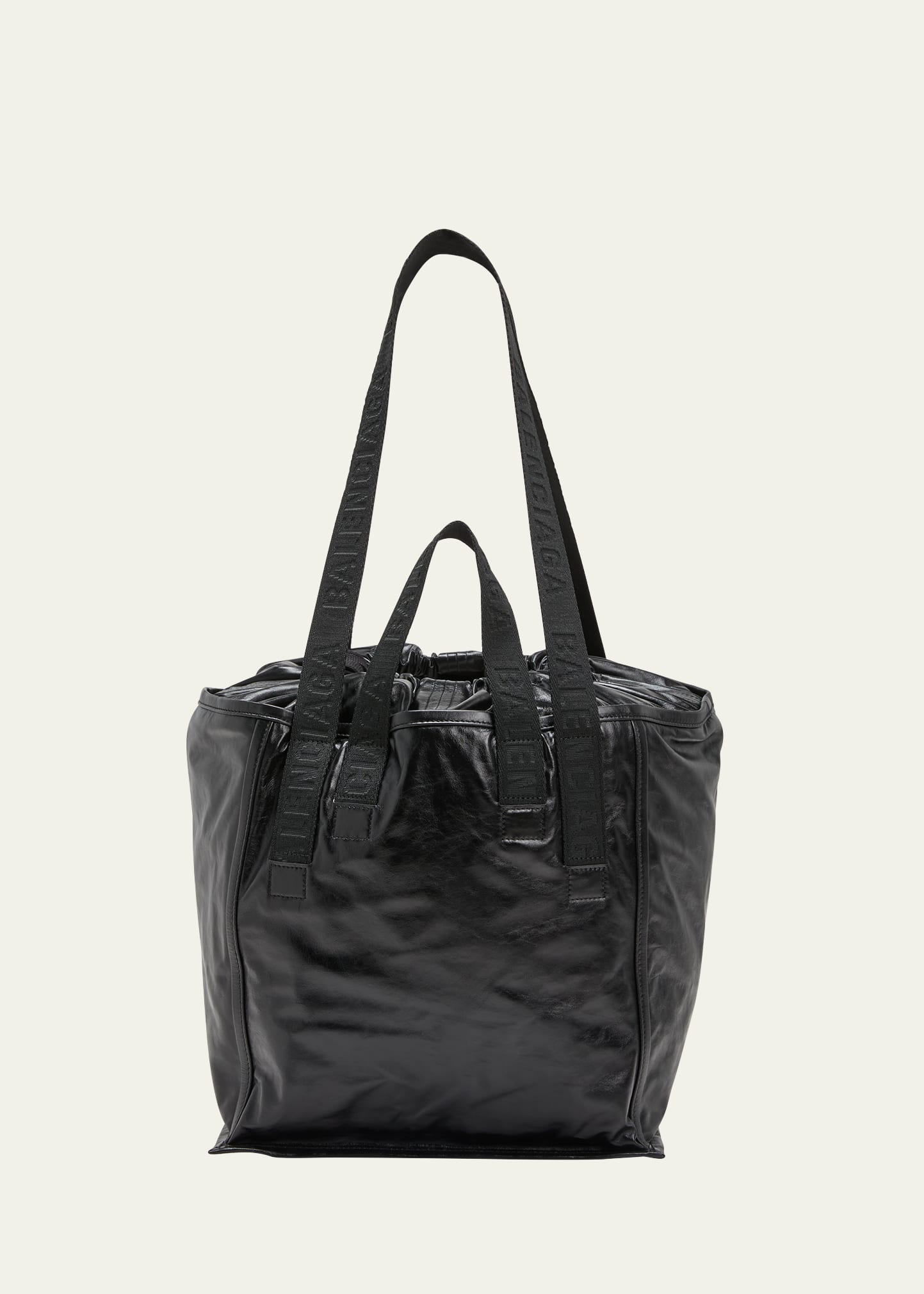Shop Balenciaga Men's Medium Cargo Leather Tote Bag In Black