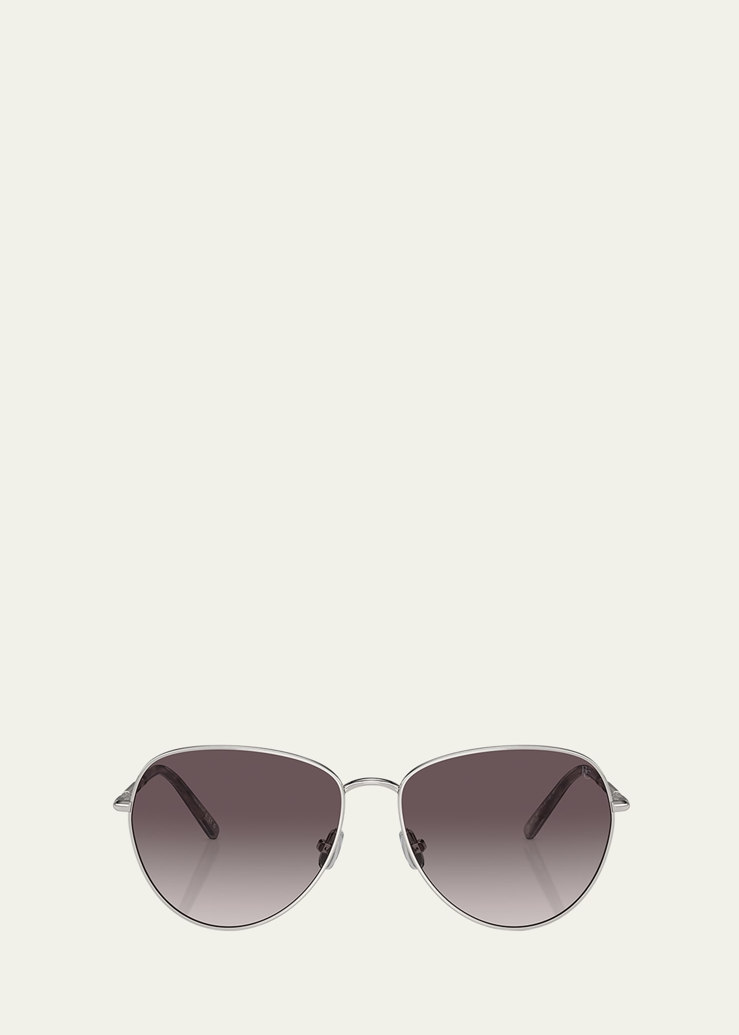 Brunello Cucinelli Oversized Titanium & Plastic Aviator Sunglasses In Silver
