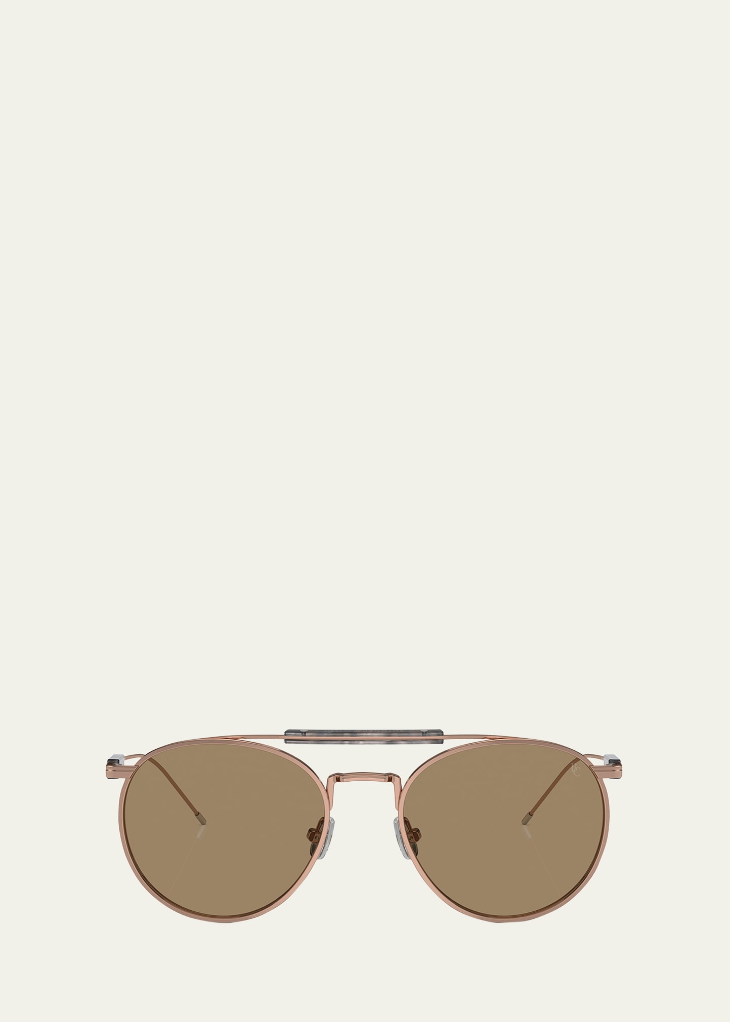 Shop Brunello Cucinelli Sleek Mixed-media Aviator Sunglasses In Rose Gold