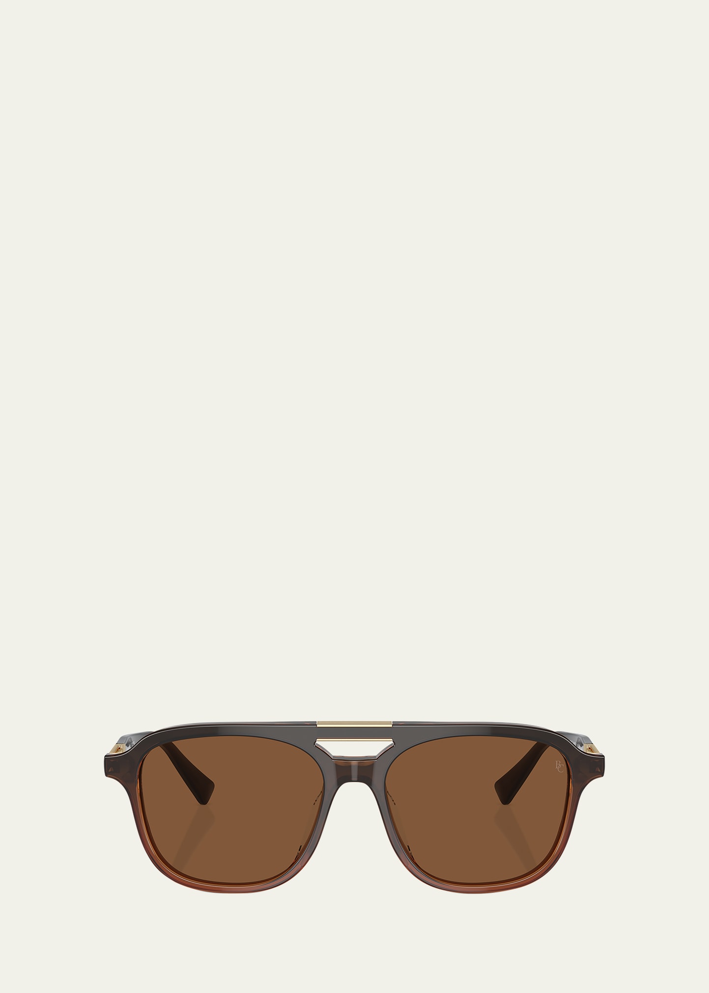 Shop Brunello Cucinelli Polarized Acetate Aviator Sunglasses In Brown