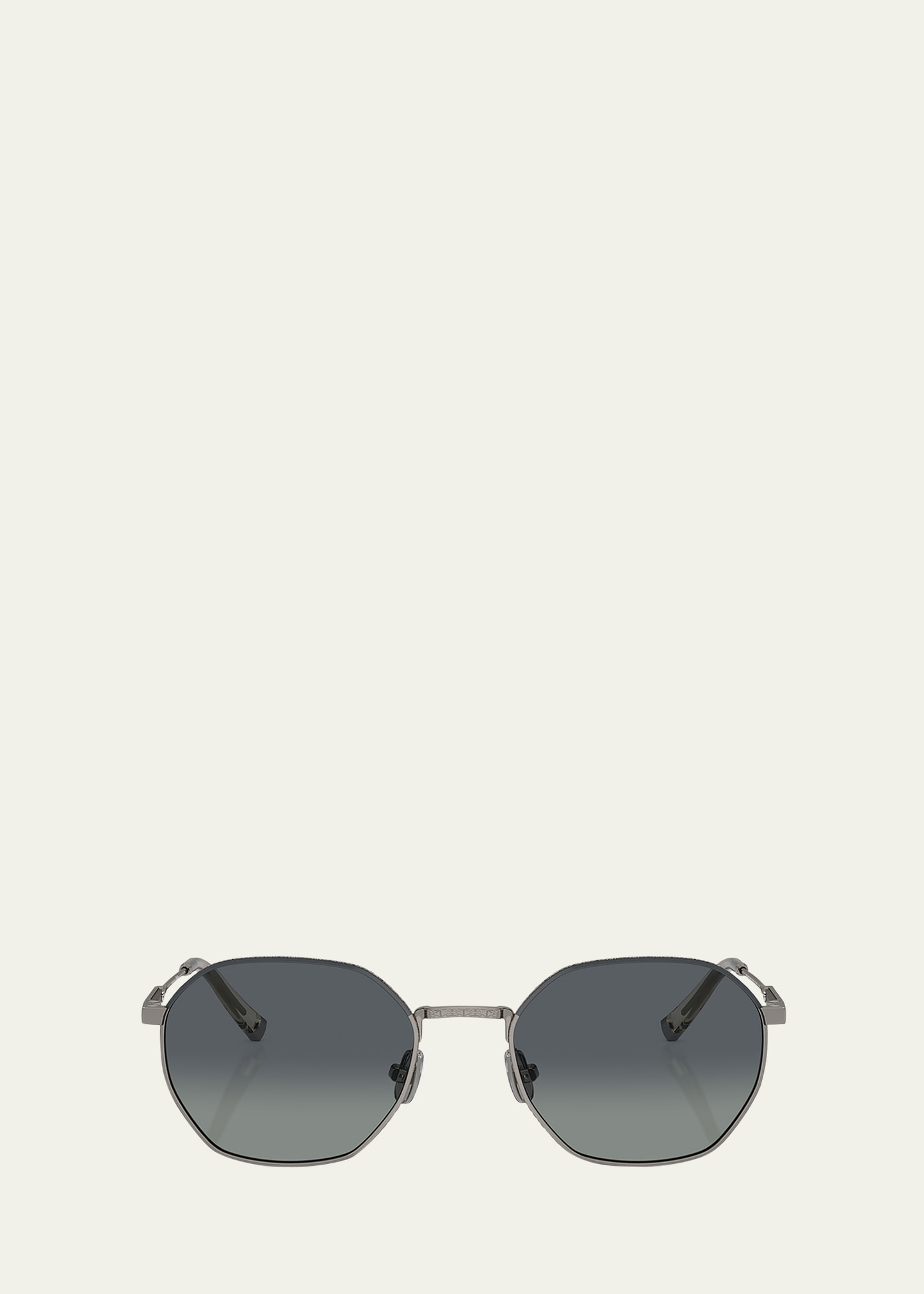 Shop Brunello Cucinelli Semi-rimmed Titanium Round Sunglasses In Gunmetal